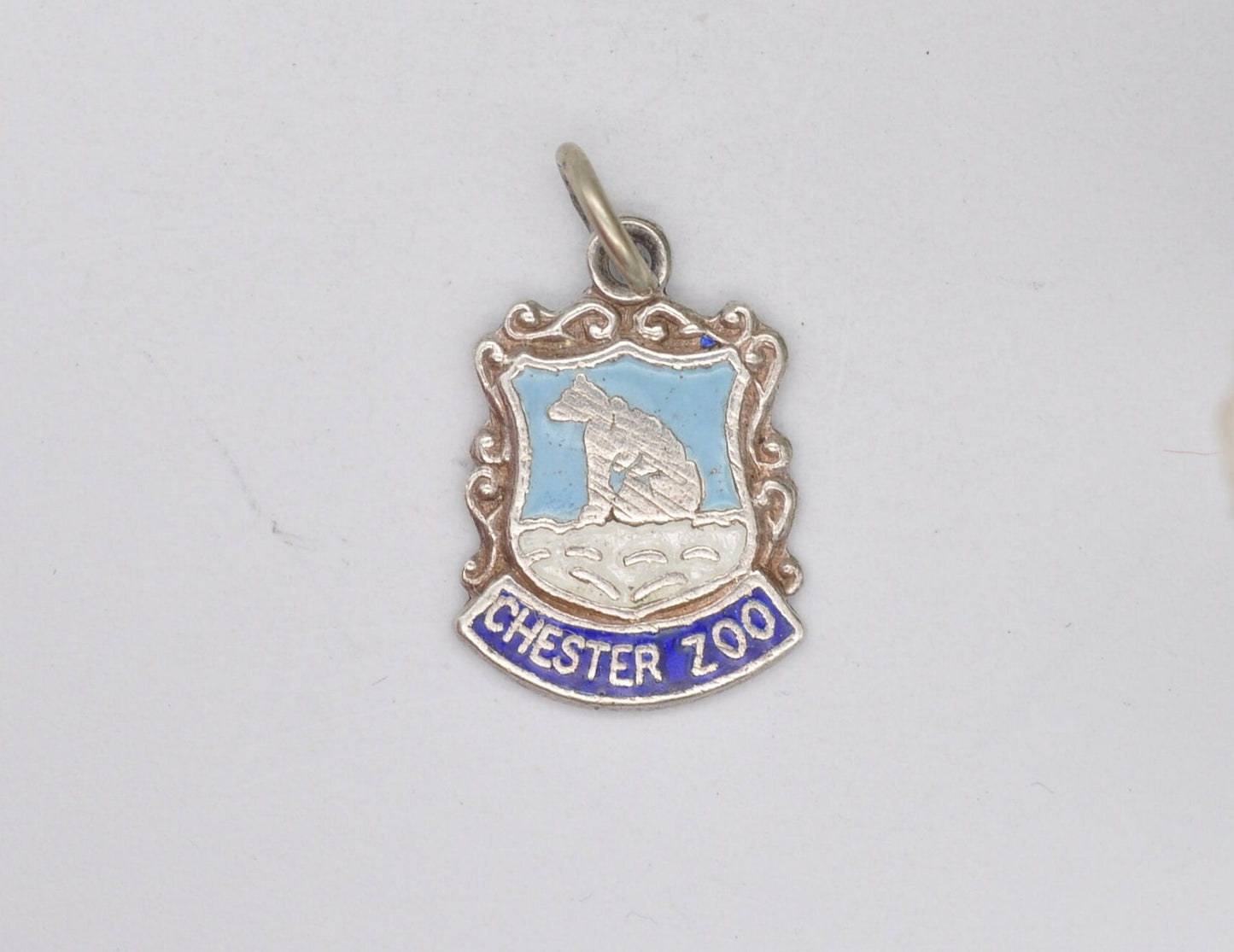 Vintage Sterling Silver Chester Zoo Enamel Souvenir Shield Charm / Pendant - England / Cheshire / Tourist / 925 / Charm Bracelet / Animal
