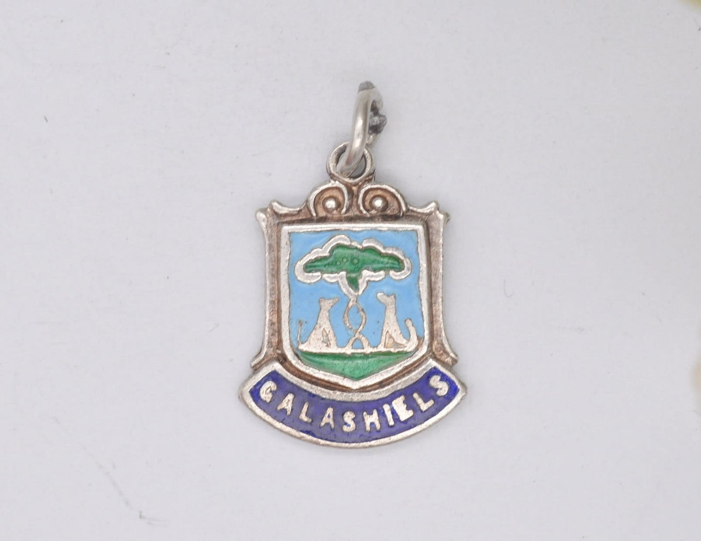 Vintage Sterling Silver Galashiels Enamel Souvenir Charm / Pendant - Scotland / Borders / Tourist / 925 / Charm Bracelet / Scrap Book
