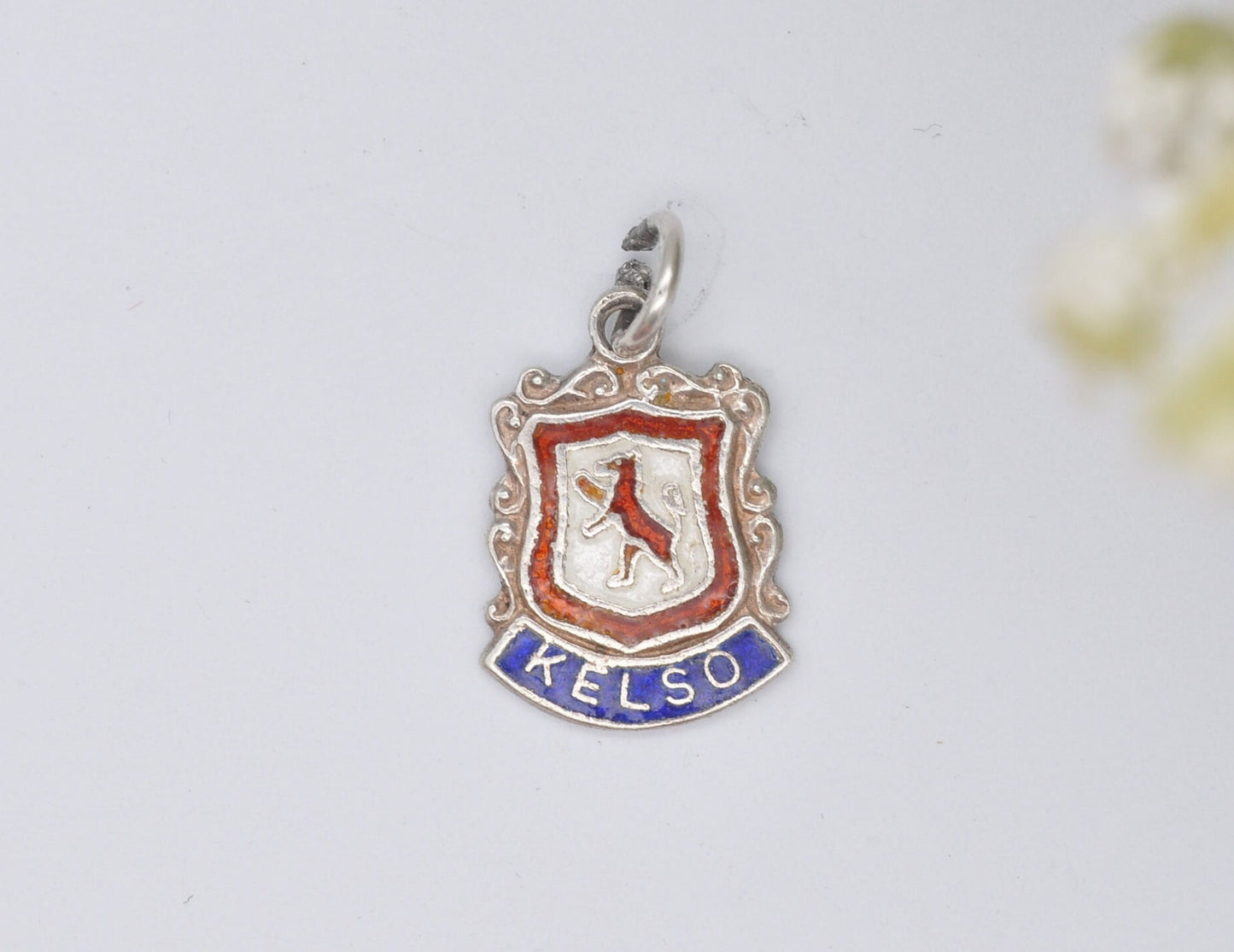 Vintage Sterling Silver Kelso Enamel Souvenir Shield Charm / Pendant - Scotland / Borders / Tourist / 925 / Charm Bracelet / Scrap Book
