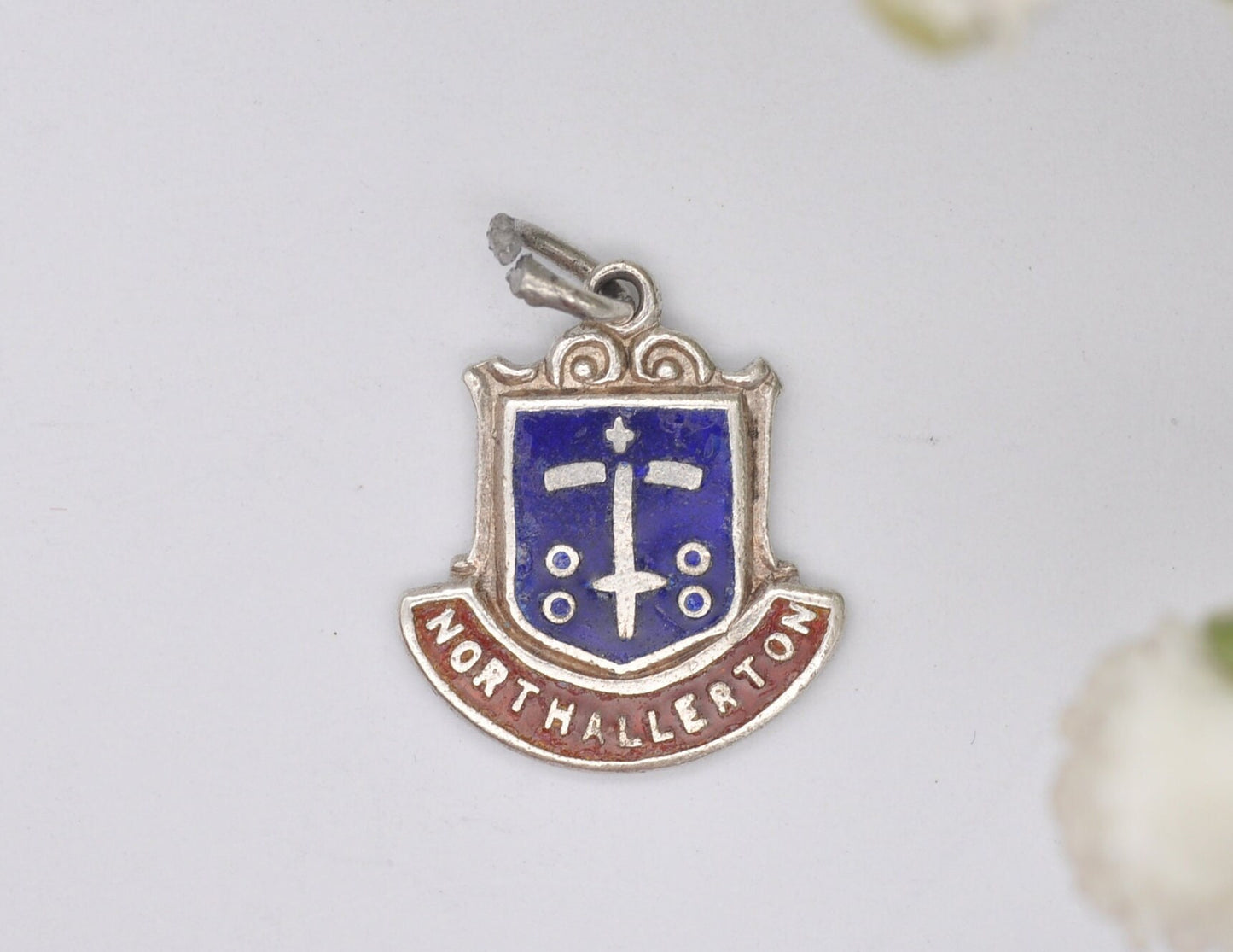 Vintage Sterling Silver Northallerton Enamel Souvenir Shield Charm / Pendant - England / North Yorkshire / Tourist / 925 / Charm Bracelet
