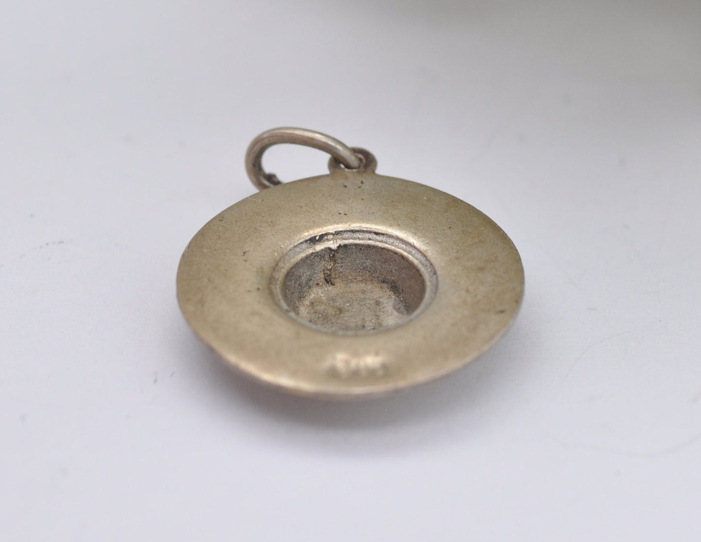 Vintage Silver Hat Charm / Pendant - Detailed / Flower Pattern / 800 Silver / Charm Bracelet