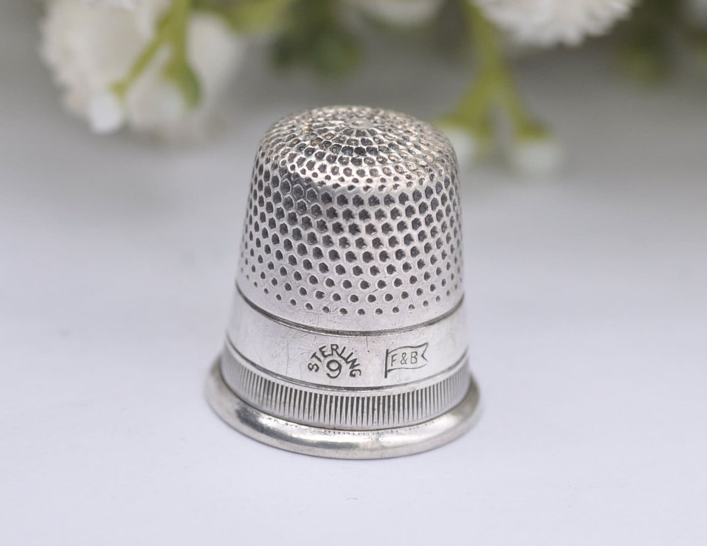 Vintage Sterling Silver Thimble - F&B | Foster and Bailey | 9 | Sewing | Accessory | Crafts | Detailed | Patterned | Silverware