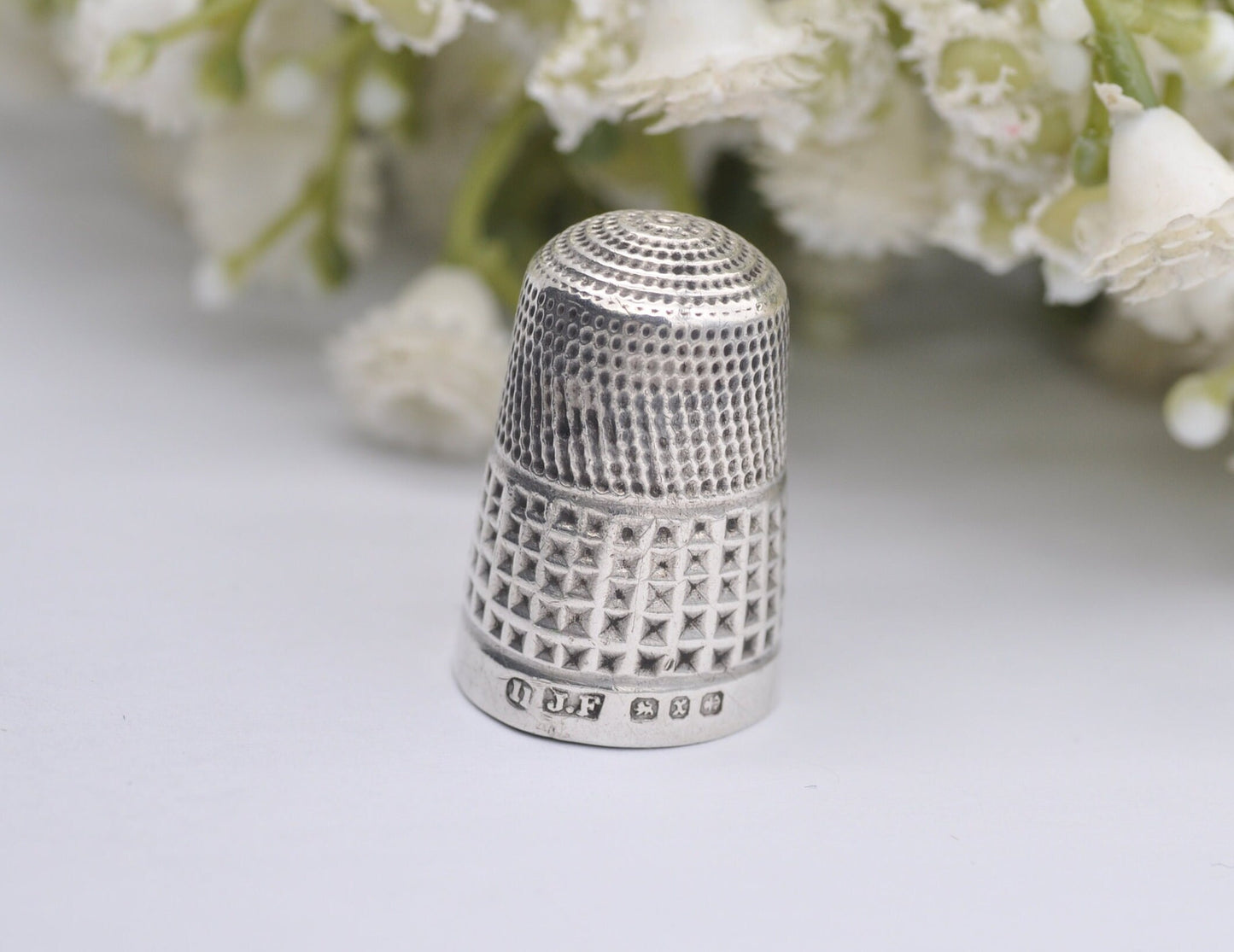 Antique James Fenton Thimble - 1897 | J.F | 11 | Sewing | Accessory | Crafts | Detailed | Patterned | Silverware | Collectable | Collection