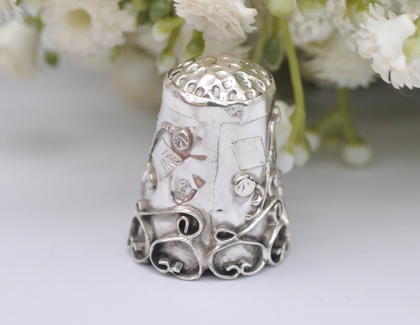 Vintage Mexico Sterling Silver Thimble - Heart | 2 | Sewing | Accessory | Detailed | Patterned | Silverware | Collectable | Collection