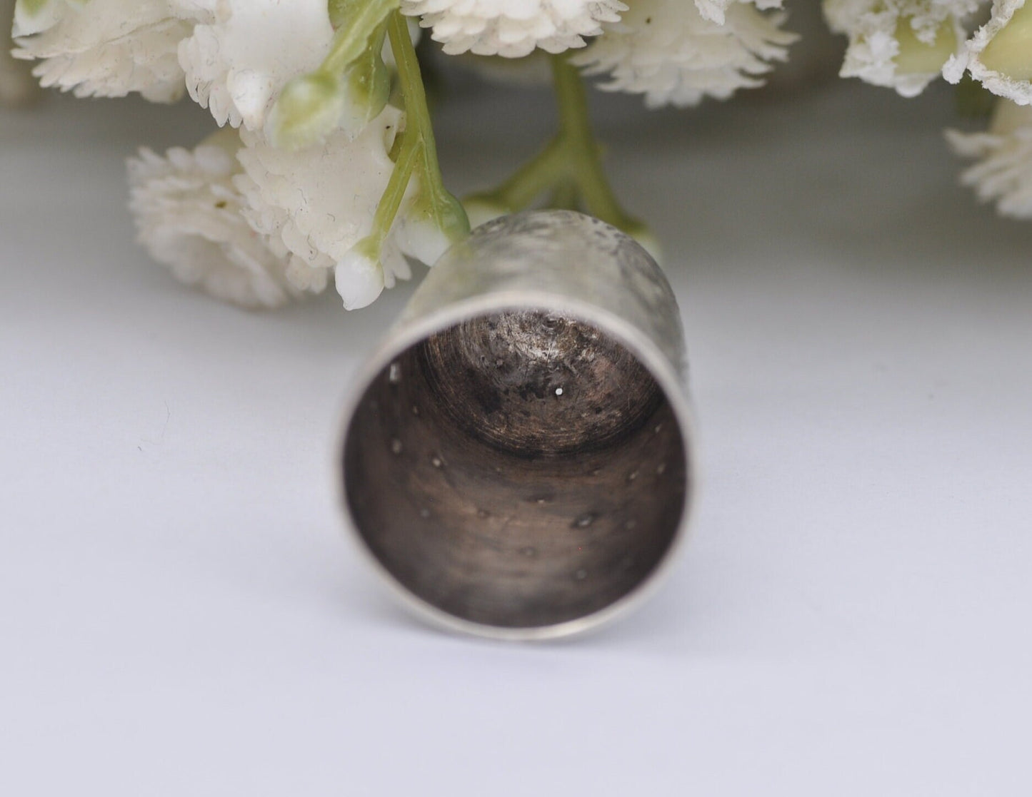 Antique James Fenton Thimble - 1917 | J.F | Sewing | Floral | Detailed | Patterned | Silverware | Collectable | Collection