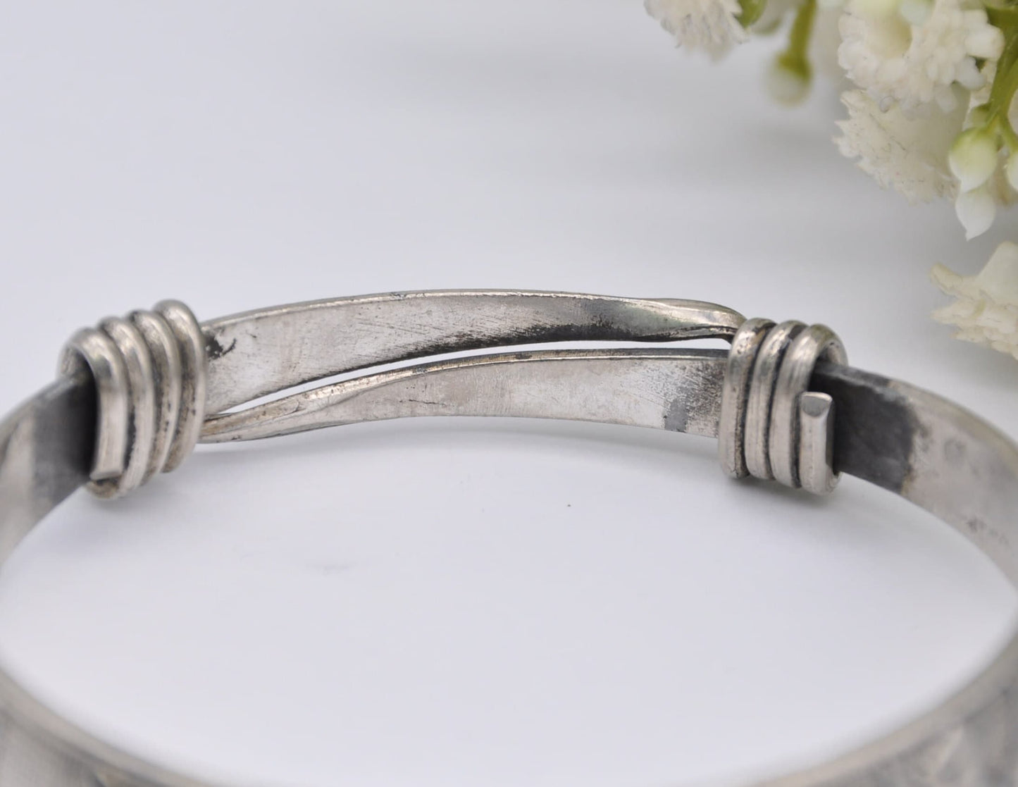 Vintage Silver Buddhist Bangle Bracelet - Tibet | Tibetan | Chinese | China | Religion
