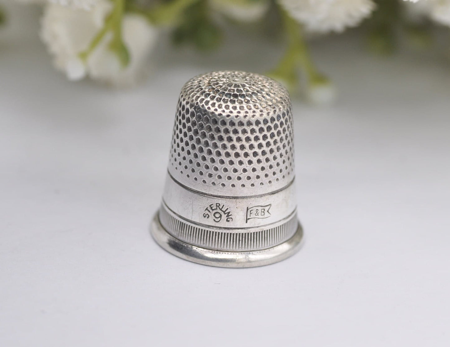 Vintage Sterling Silver Thimble - F&B | Foster and Bailey | 9 | Sewing | Accessory | Crafts | Detailed | Patterned | Silverware
