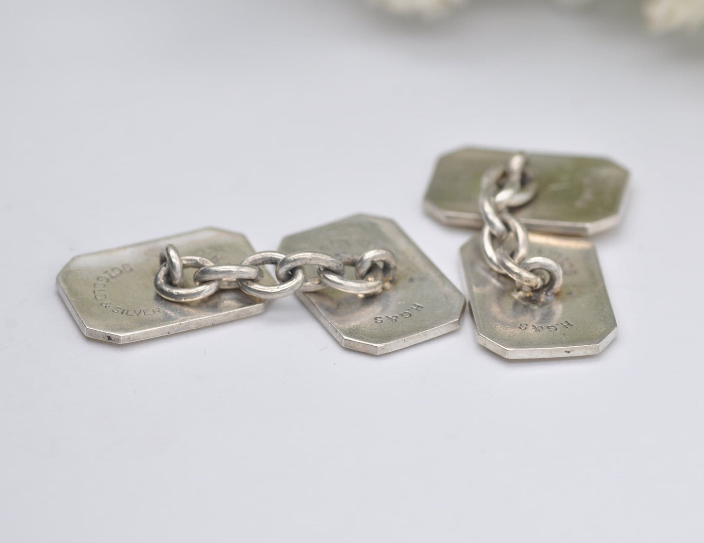 Vintage 9ct Gold and Silver H.G&S Cuff Links - Henry Griffith and Sons / Gold on Silver / Pattern / CuffLinks / Professional