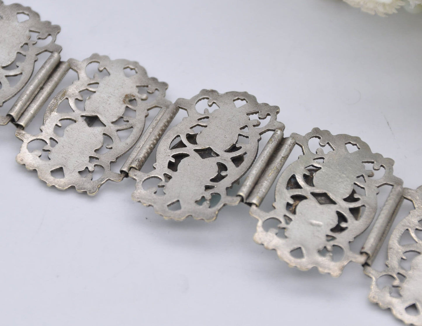 Vintage Silver Tone Hamsa Bracelet - Sword / Blue Stone / Elephant / Hand of Fatima / Panel Bracelet / Costume Jewellery