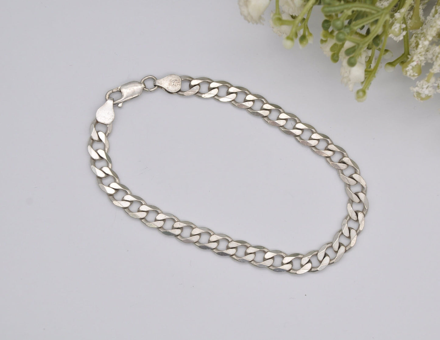 Sterling Silver Curb Link Chain Bracelet - Big | Italy | Lobster Claw | 925 | 14.9g | 22.5cm