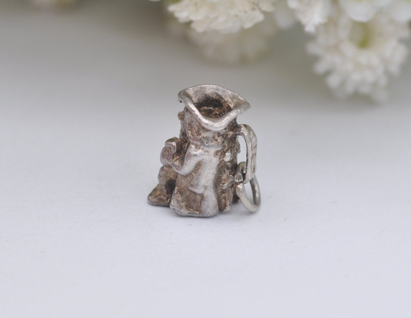 Vintage Sterling Silver Toby Jug Charm / Pendant - Mug / Drinking / Detailed / Fun / Charm Bracelet