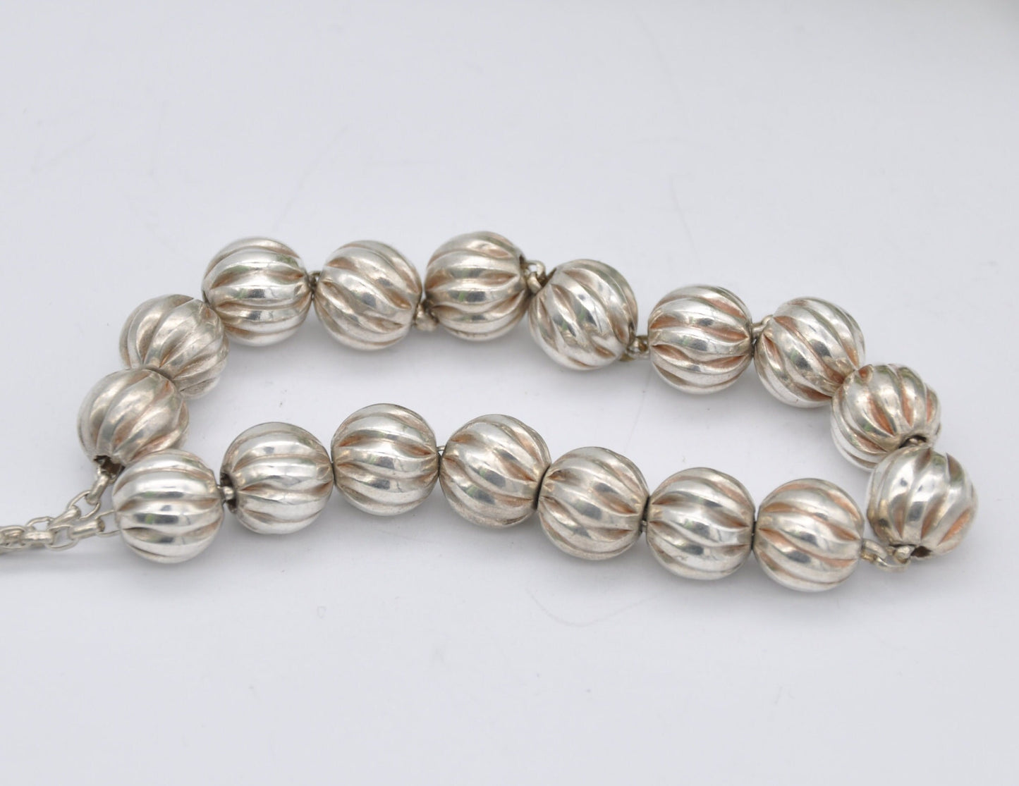 Sterling Silver Prayer Beads - Silver Bead / Silver Balls / Catholic / Religious / Shield / Vintage