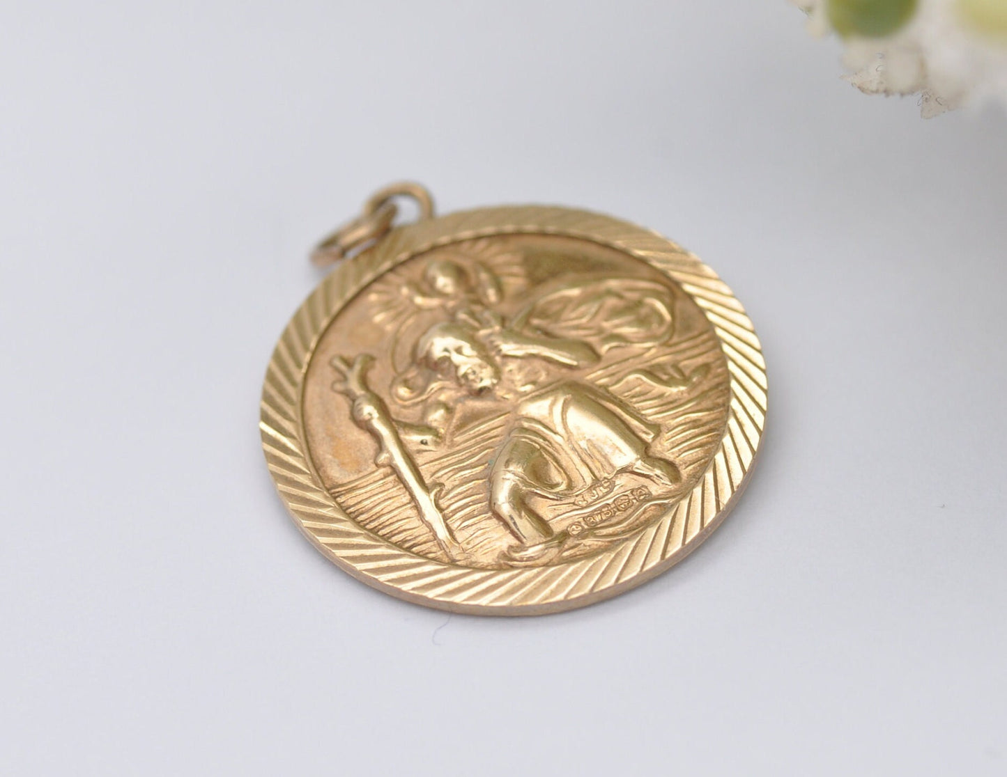 9ct Gold St Christopher Charm / Pendant - Vintage Solid Gold / Travel / Religious / Saint / Holy / Charm Bracelet / Pendant Necklace