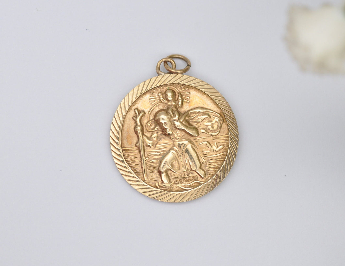 9ct Gold St Christopher Charm / Pendant - Vintage Solid Gold / Travel / Religious / Saint / Holy / Charm Bracelet / Pendant Necklace