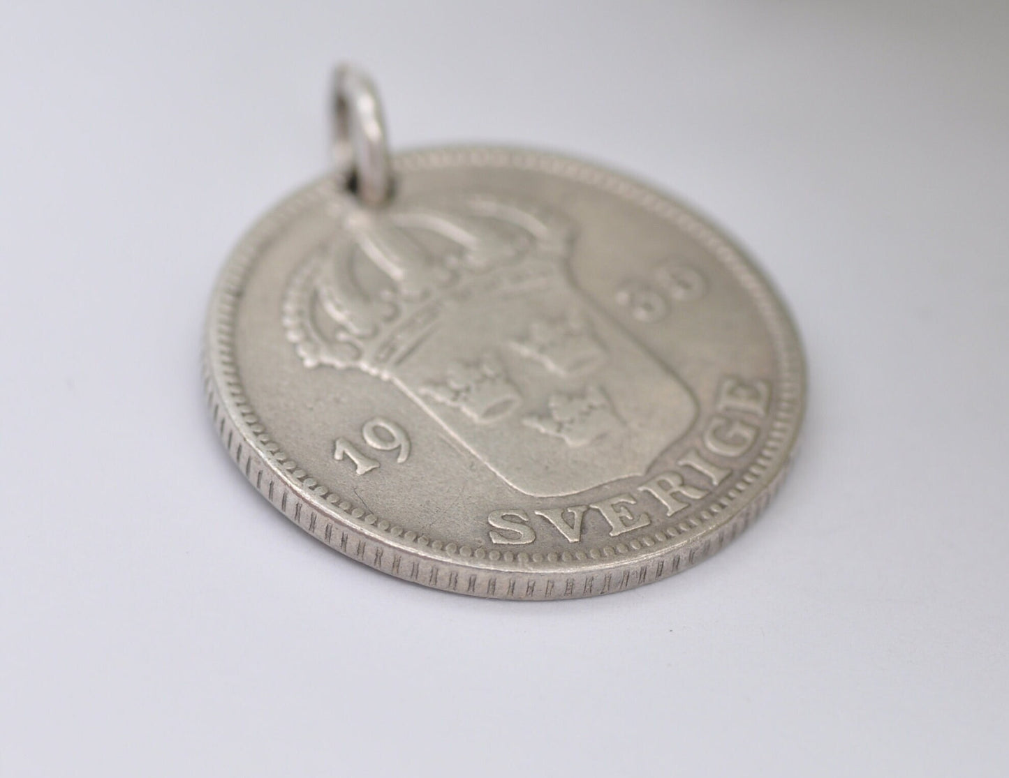 1935 Swedish 50 ��re Coin Charm / Pendant - Vintage Ore Coin Jewellery | Coin Charm | Charm Bracelet | 600 Silver Coin | Collectable
