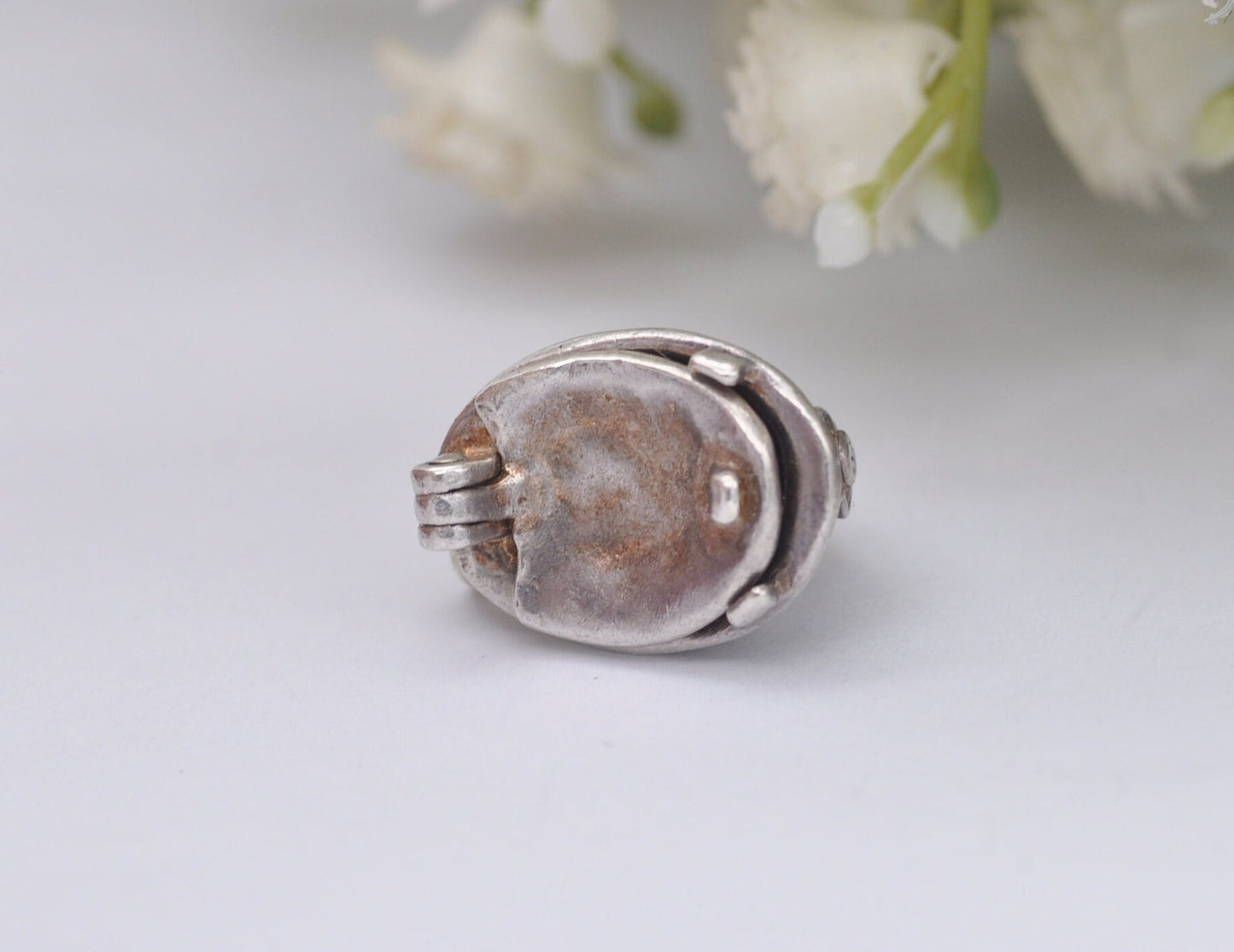 Vintage Sterling Silver Opening Police Helmet Charm / Pendant - Policeman | Car | Charm Bracelet