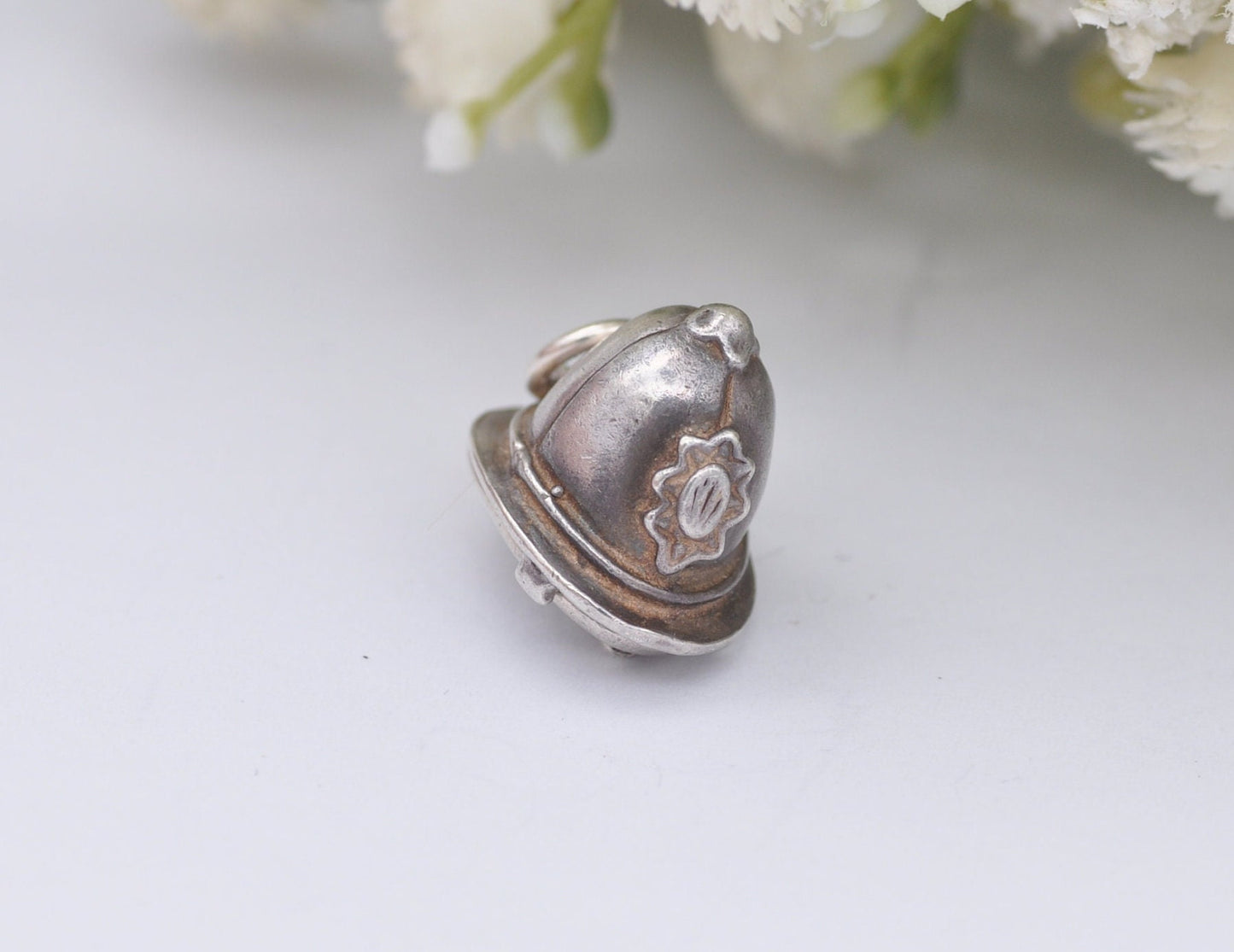Vintage Sterling Silver Opening Police Helmet Charm / Pendant - Policeman | Car | Charm Bracelet