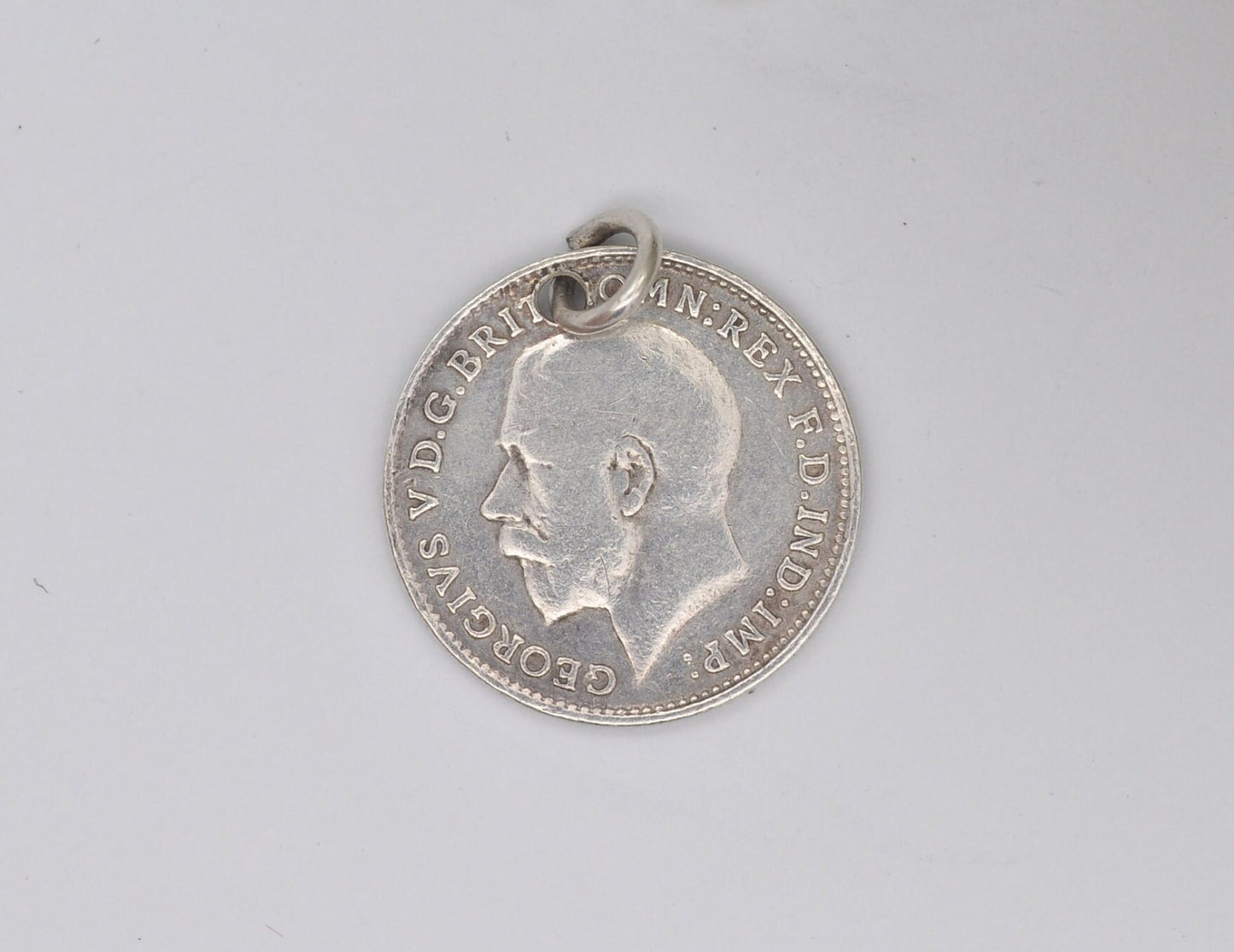 Vintage Silver George V Three Pence 1917 Coin Charm / Pendant - 3 Pence / King / English / British / Royalty / Charm Bracelet