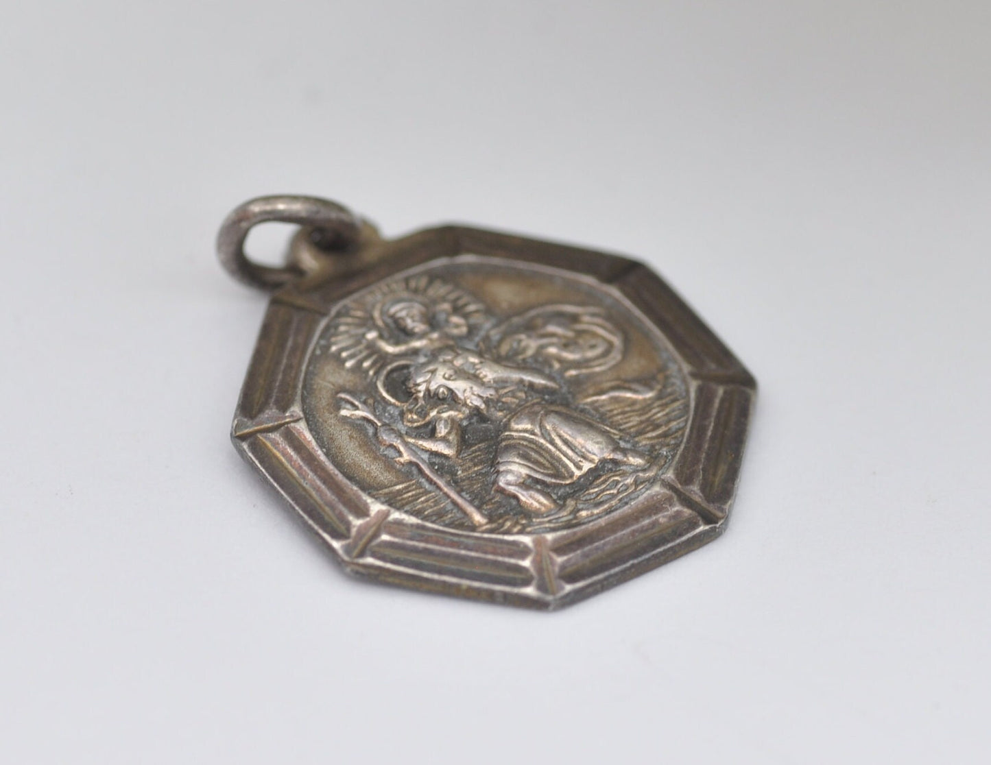 Vintage Sterling Silver St Christopher Charm / Pendant - GJ / Georg Jensen / Travel / Adventure / Religious / Charm Bracelet