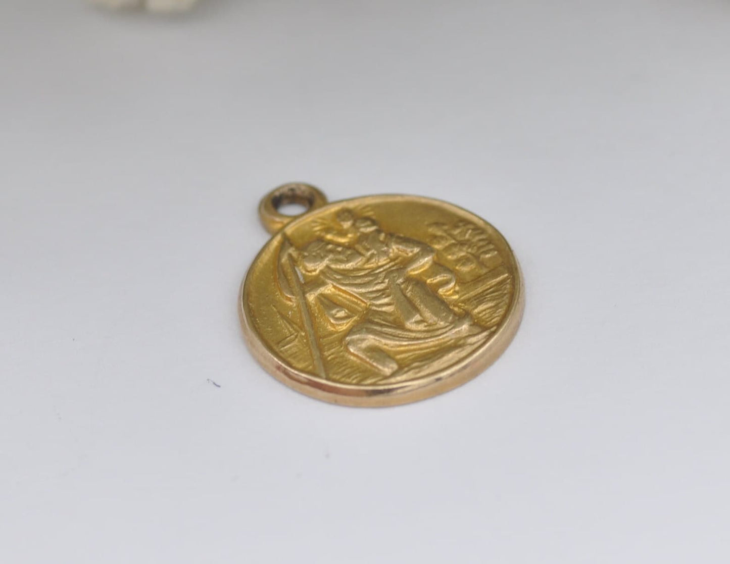 9ct Gold St Christopher Charm / Pendant - 1964 Vintage Solid Gold / Travel / Religious / Saint / Holy / Charm Bracelet / Pendant Necklace
