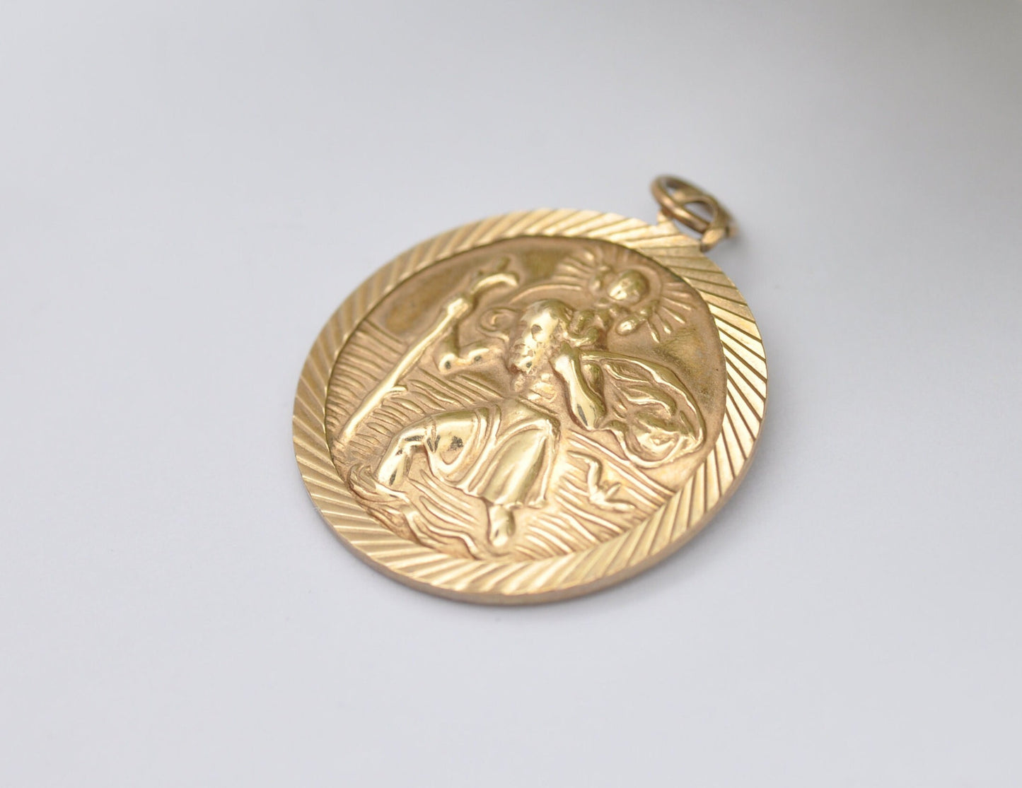 9ct Gold St Christopher Charm / Pendant - Vintage Solid Gold / Travel / Religious / Saint / Holy / Charm Bracelet / Pendant Necklace