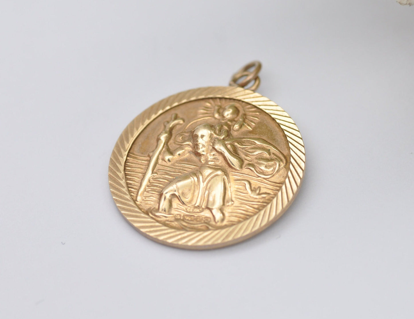 9ct Gold St Christopher Charm / Pendant - Vintage Solid Gold / Travel / Religious / Saint / Holy / Charm Bracelet / Pendant Necklace