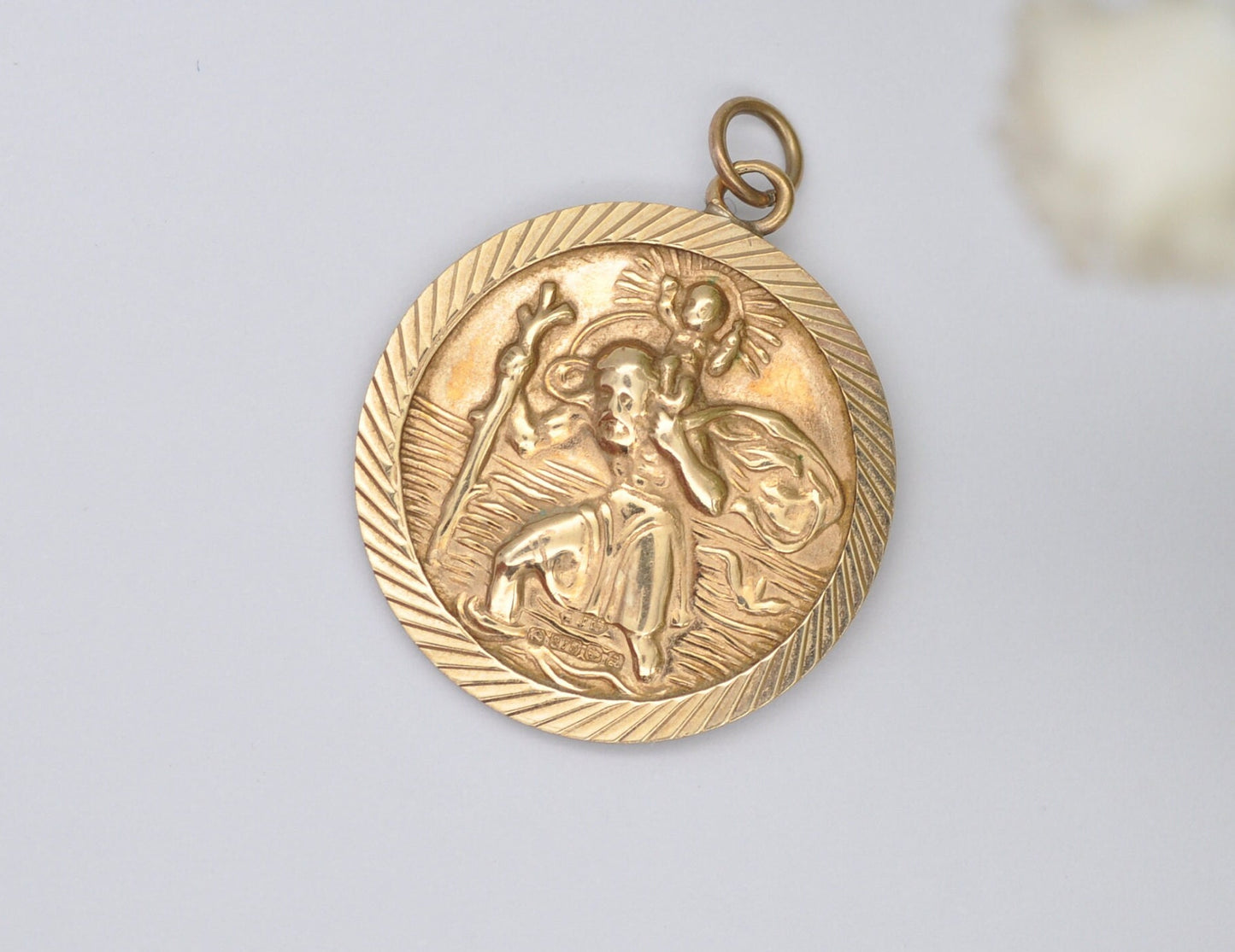 9ct Gold St Christopher Charm / Pendant - Vintage Solid Gold / Travel / Religious / Saint / Holy / Charm Bracelet / Pendant Necklace