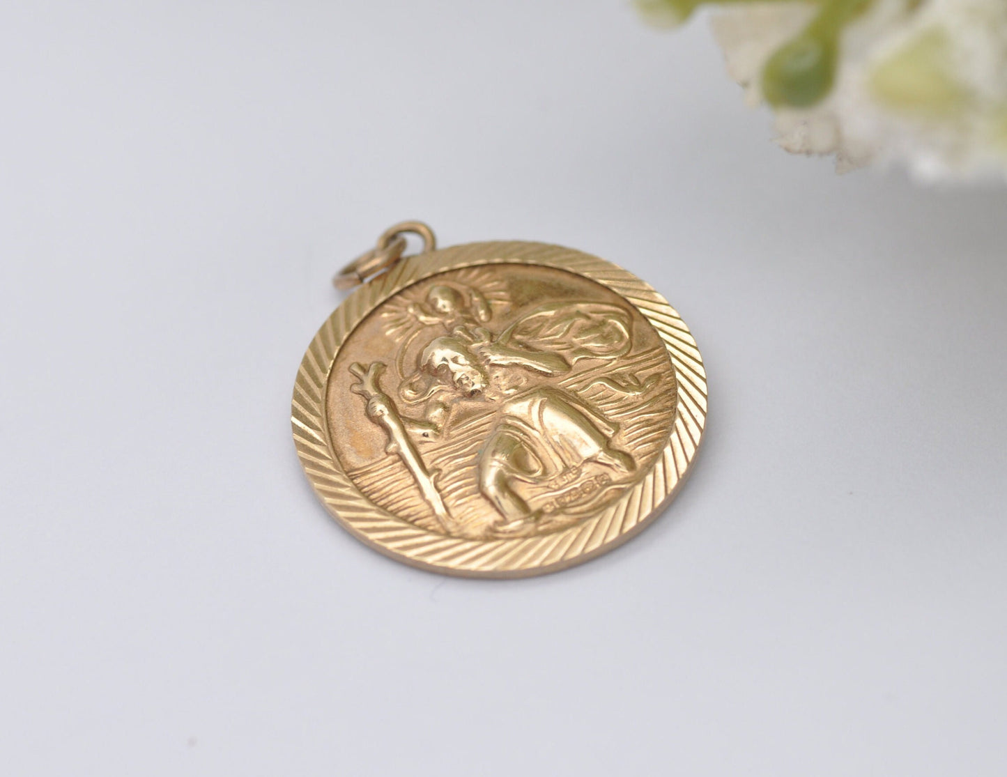 9ct Gold St Christopher Charm / Pendant - Vintage Solid Gold / Travel / Religious / Saint / Holy / Charm Bracelet / Pendant Necklace