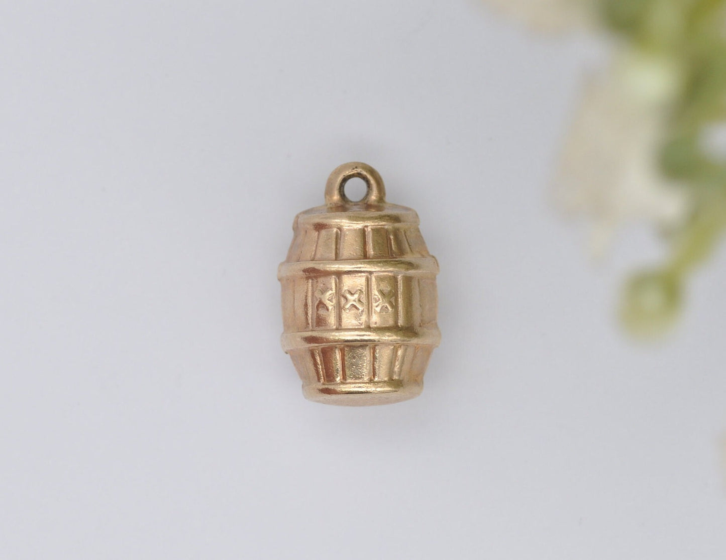 9ct Gold Whiskey Barrel Charm / Pendant - Vintage 1960s / Solid Gold / XXX / Alcohol / Charm Bracelet