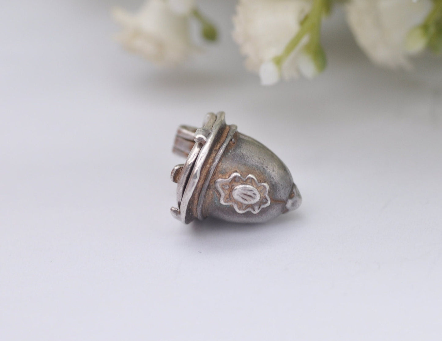 Vintage Sterling Silver Opening Police Helmet Charm / Pendant - Policeman | Car | Charm Bracelet