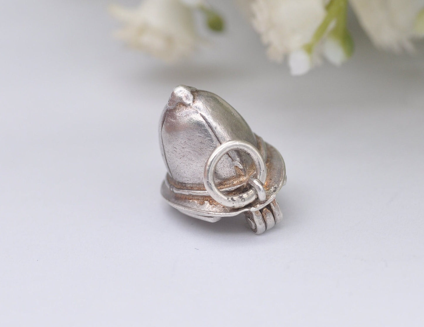 Vintage Sterling Silver Opening Police Helmet Charm / Pendant - Policeman | Car | Charm Bracelet