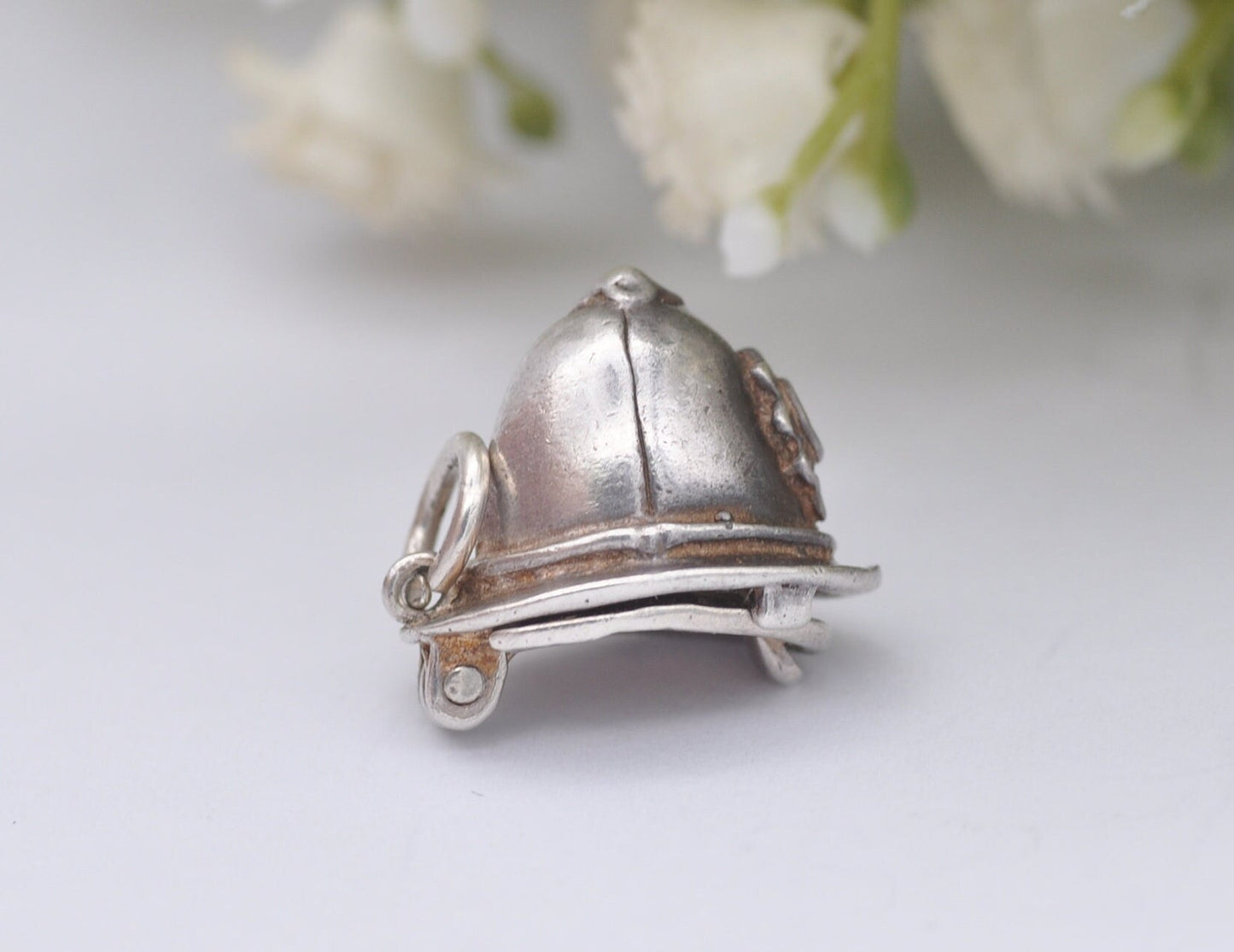 Vintage Sterling Silver Opening Police Helmet Charm / Pendant - Policeman | Car | Charm Bracelet