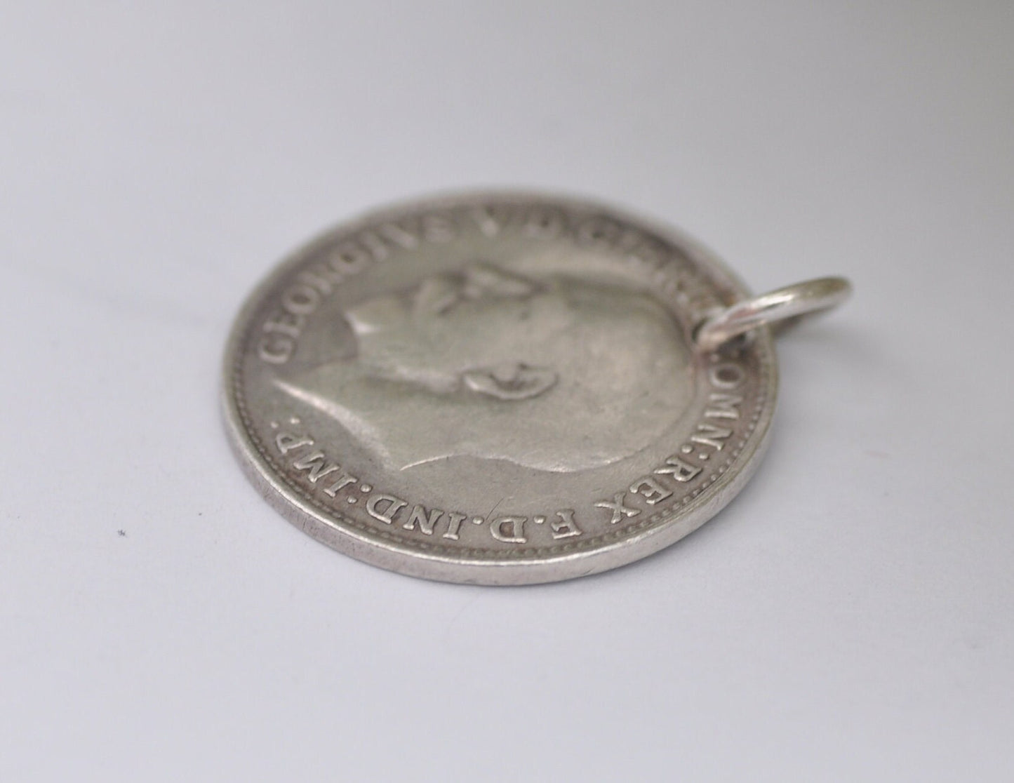 Vintage Silver George V Three Pence 1917 Coin Charm / Pendant - 3 Pence / King / English / British / Royalty / Charm Bracelet