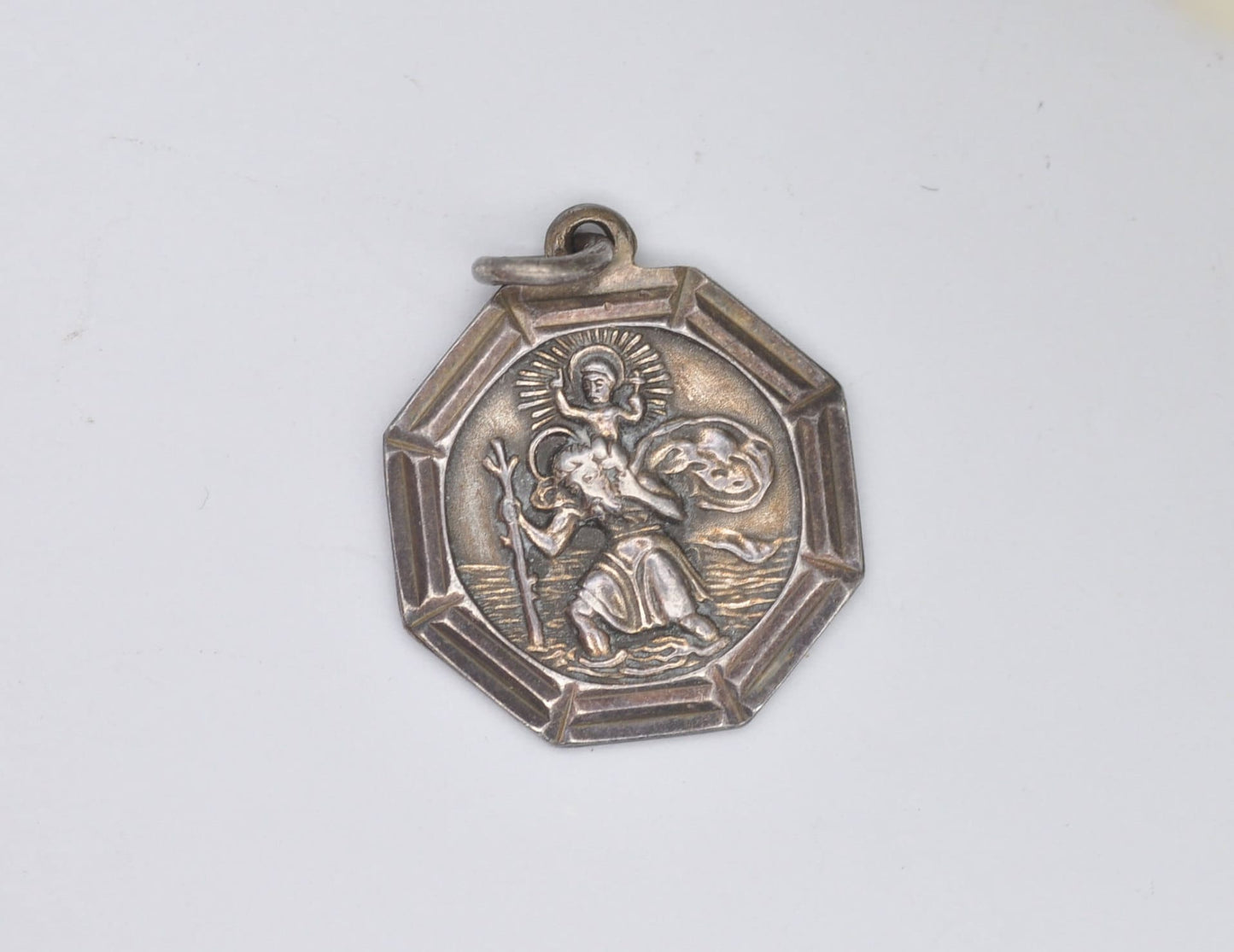 Vintage Sterling Silver St Christopher Charm / Pendant - GJ / Georg Jensen / Travel / Adventure / Religious / Charm Bracelet