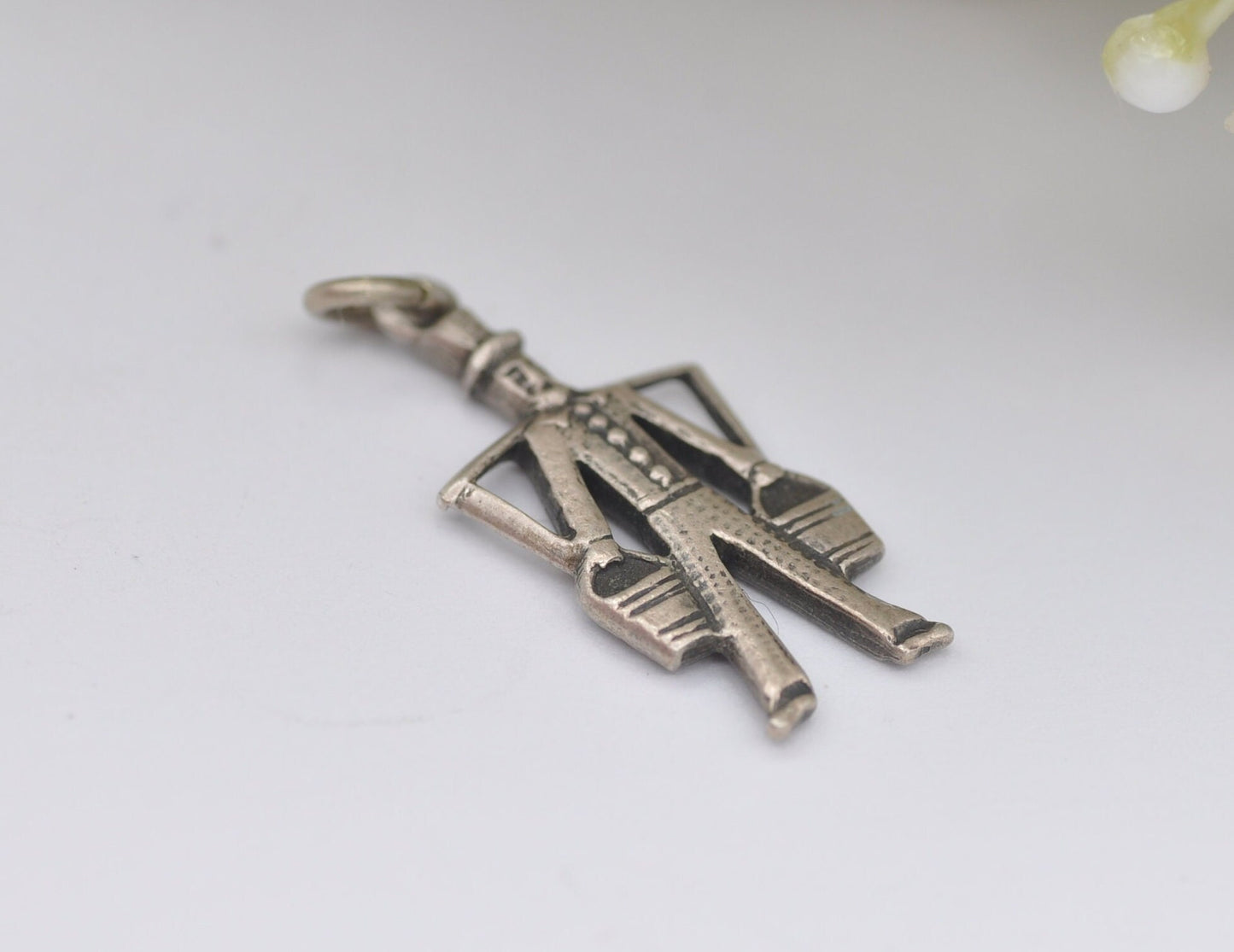Vintage Silver Man Carrying Buckets of Water Charm / Pendant - Water Buckets / Shoulder Yoke / Carrying Pole / Dutch 835 / Charm Bracelet