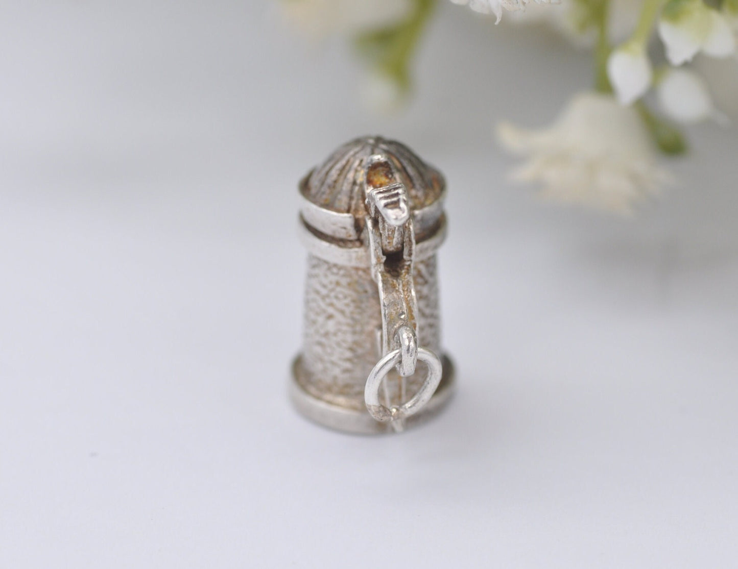 Vintage Silver Opening Beer Stein Charm / Pendant - Drinking / Bier / Alcohol / German / Charm Bracelet