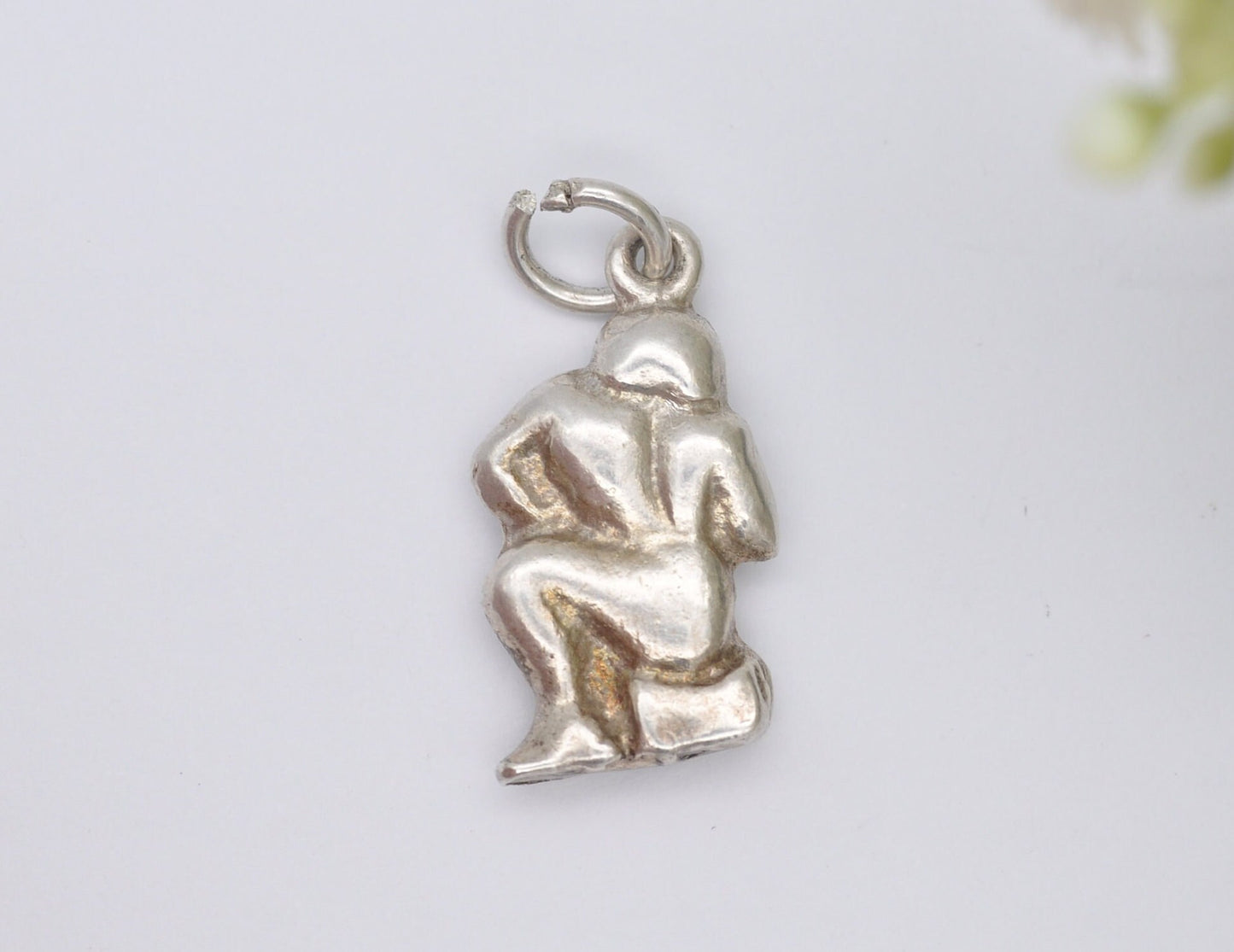 Vintage Silver Virgo Charm / Pendant - Lady with Water Bucket / Pouring Jug / Detailed / Charm Bracelet / Zodiac Signs / 925 Sterling