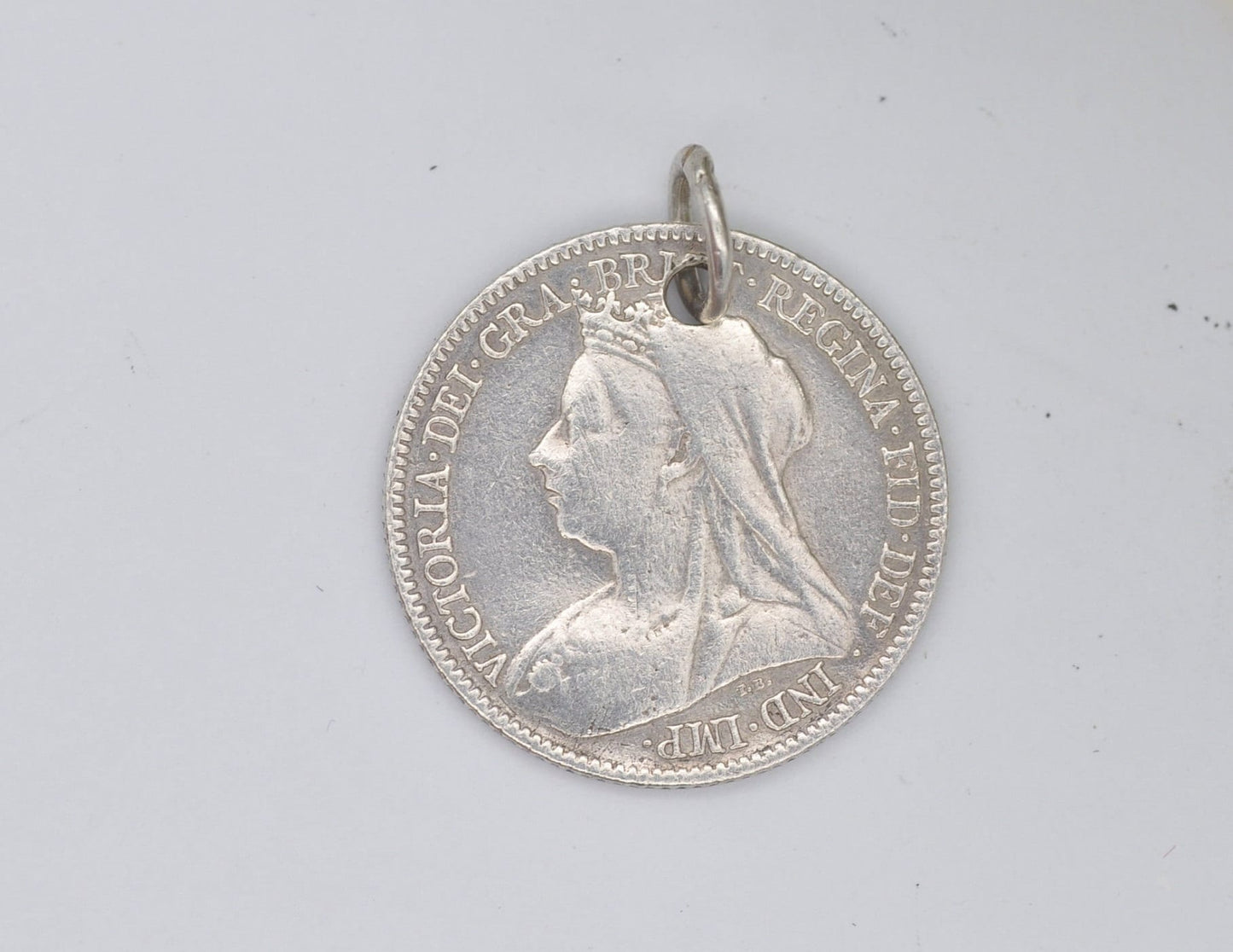 Antique Victorian Silver Six Pence 1901 Coin Charm / Pendant - Victoria | Coin Jewellery | Royal Family | Royalty | Charm Bracelet | Shield
