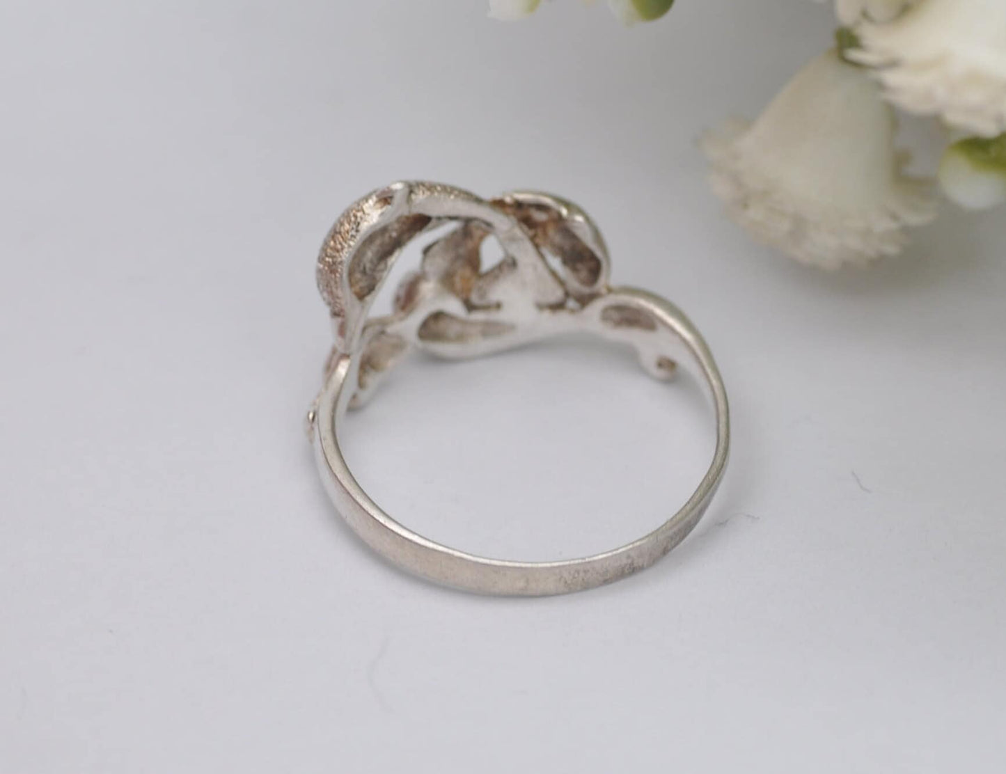 Sterling Silver Dolphin Ring - Leaping Dolphins / Sea Animal / Nature Lover / Openwork / Boho / Animal Gift / UK Size - N / US Size - 6 3/4