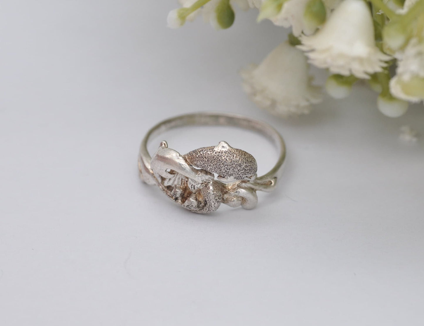 Sterling Silver Dolphin Ring - Leaping Dolphins / Sea Animal / Nature Lover / Openwork / Boho / Animal Gift / UK Size - N / US Size - 6 3/4