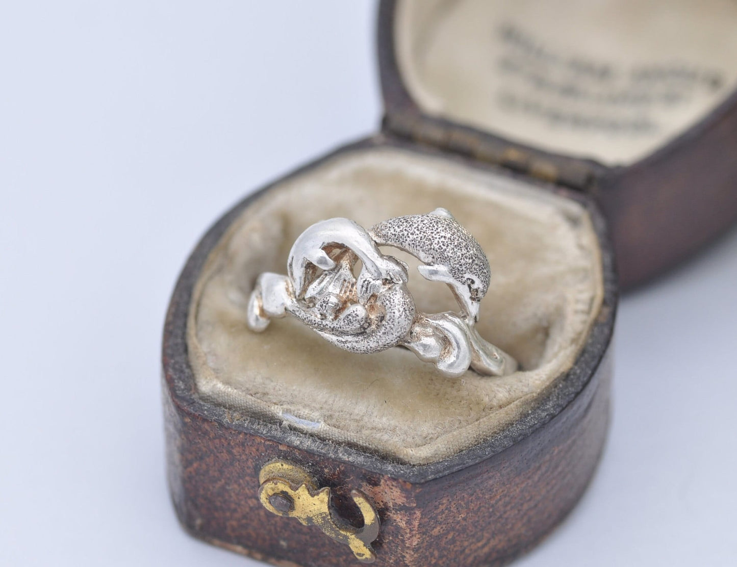 Sterling Silver Dolphin Ring - Leaping Dolphins / Sea Animal / Nature Lover / Openwork / Boho / Animal Gift / UK Size - N / US Size - 6 3/4