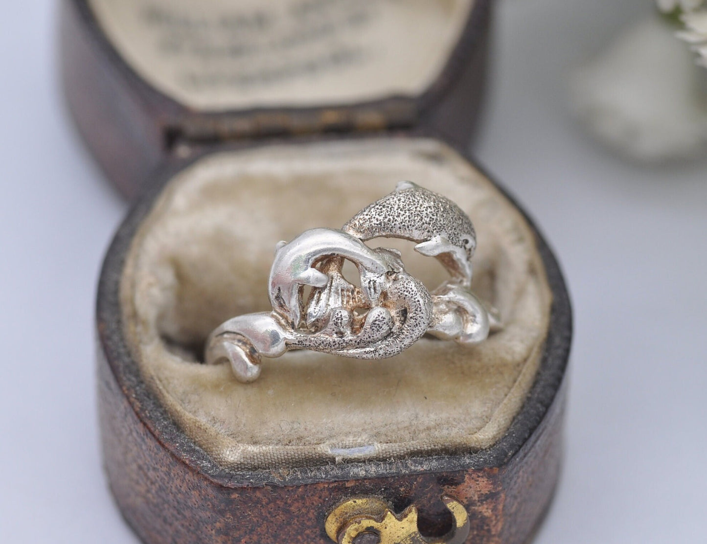 Sterling Silver Dolphin Ring - Leaping Dolphins / Sea Animal / Nature Lover / Openwork / Boho / Animal Gift / UK Size - N / US Size - 6 3/4