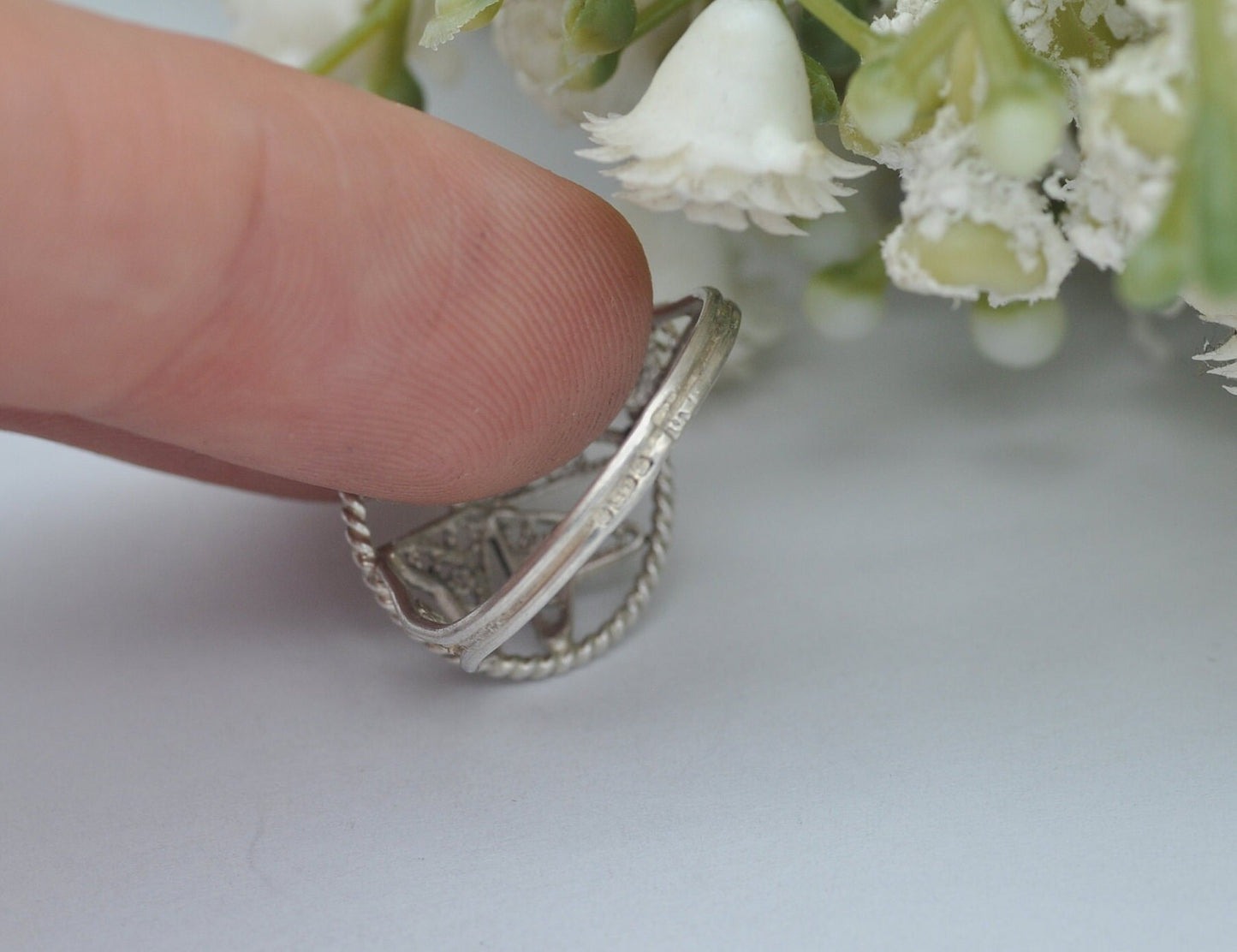 Vintage Maltese Silver Filigree Ring - 917 Malta Silver / 1960s 1970s / Open Work Maltese Cross / Small Ring / UK Size - J 1/2 / US Size - 5