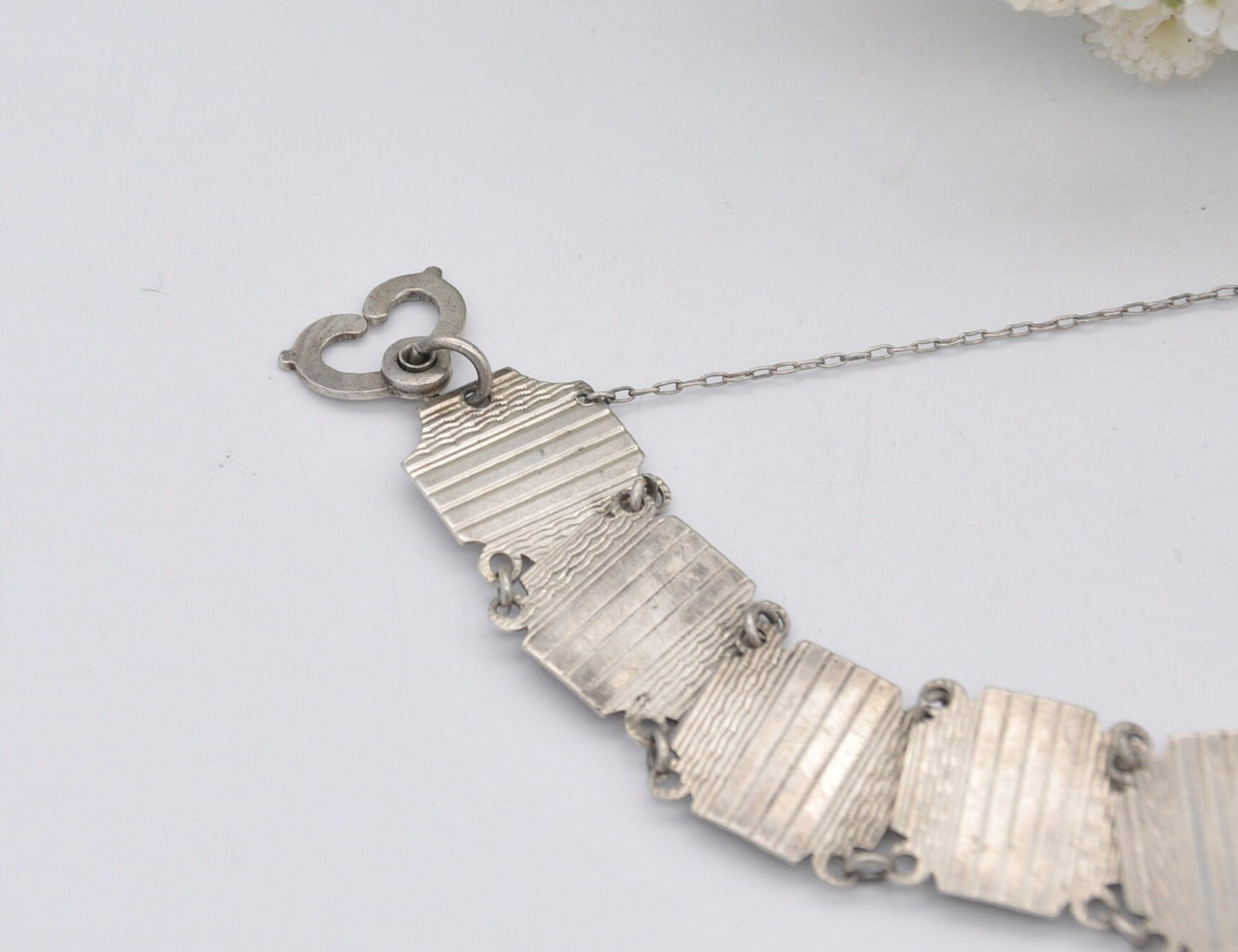 Vintage Sterling Silver Panel Bracelet - Engine Turned Stamped Canadian Treasury, Art Deco