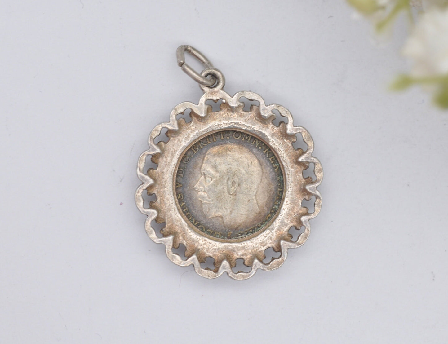 Vintage Silver George V Threepence 1934 Coin Charm - 3 Pence Pendant