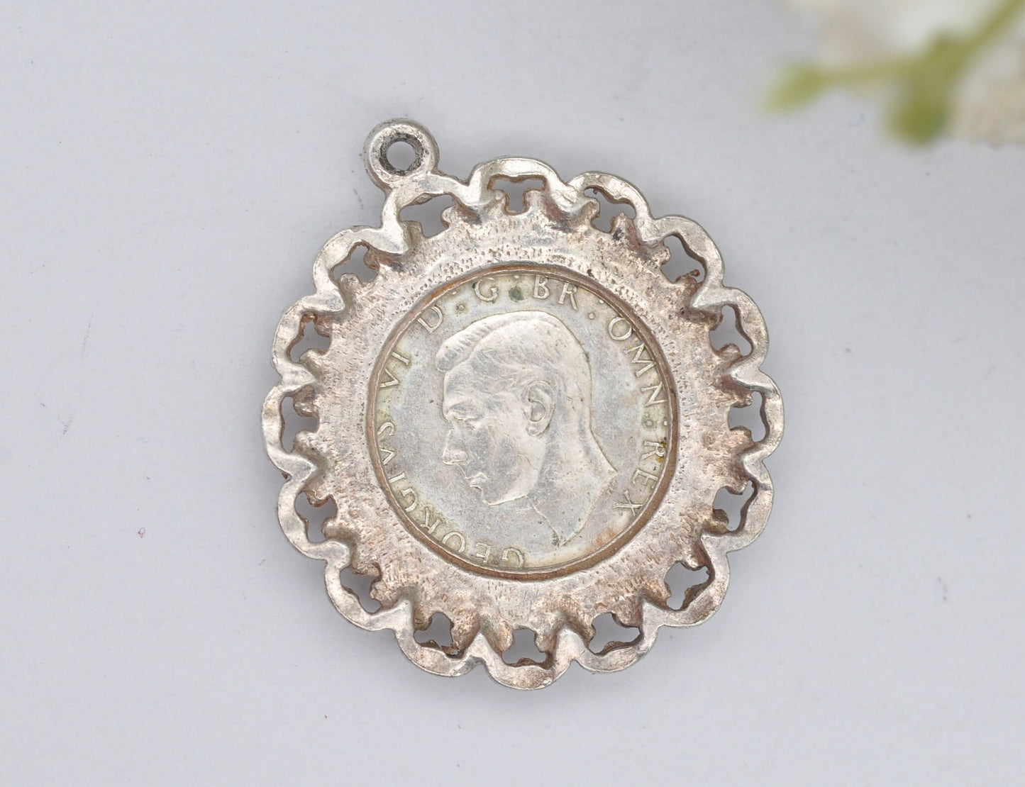 Vintage Silver George VI Threepence Coin Charm - 1937 3 Penny Pendant