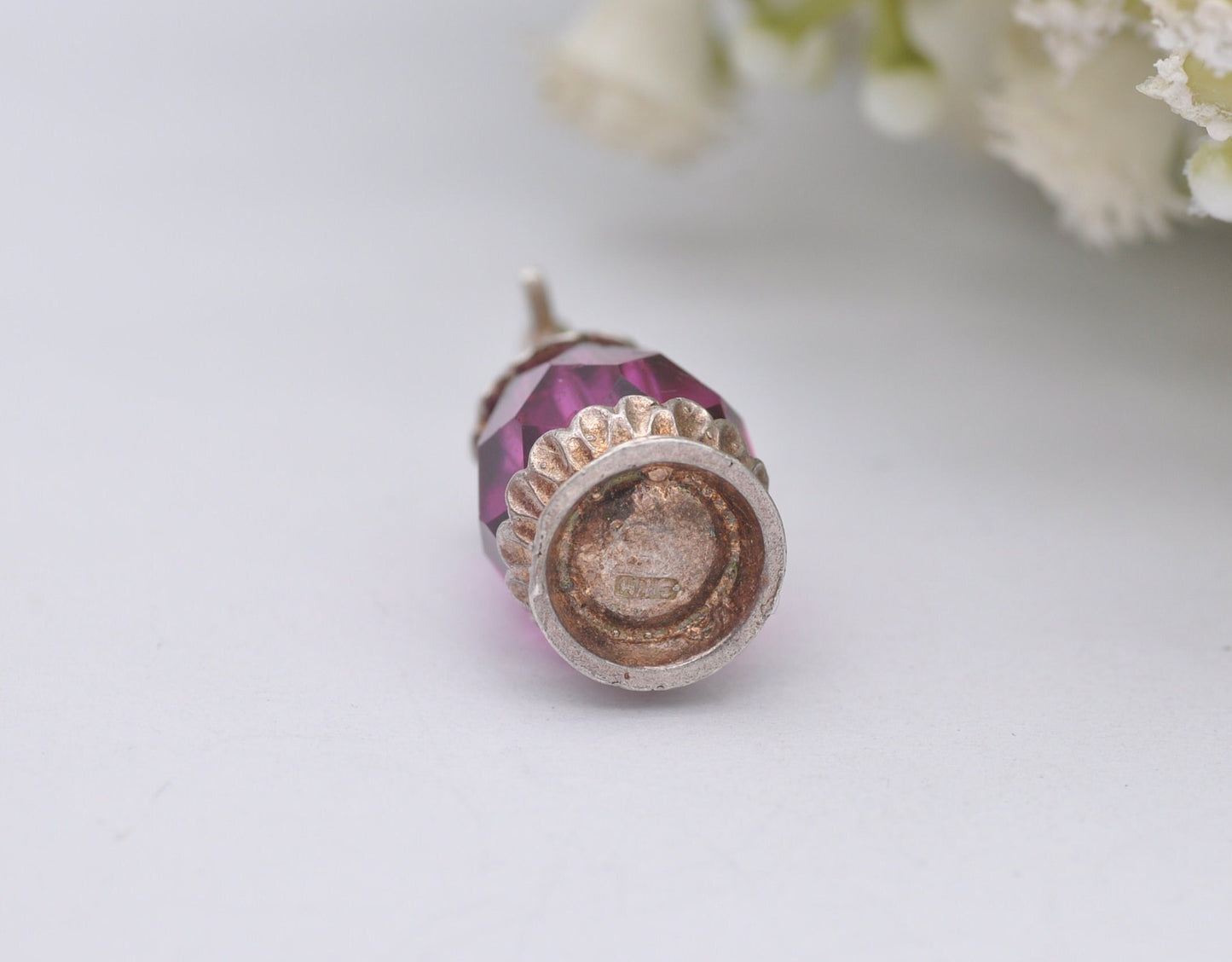 Vintage CHIM Sterling Silver Purple Crystal Soda Syphon Charm - Glass Jug Pendant