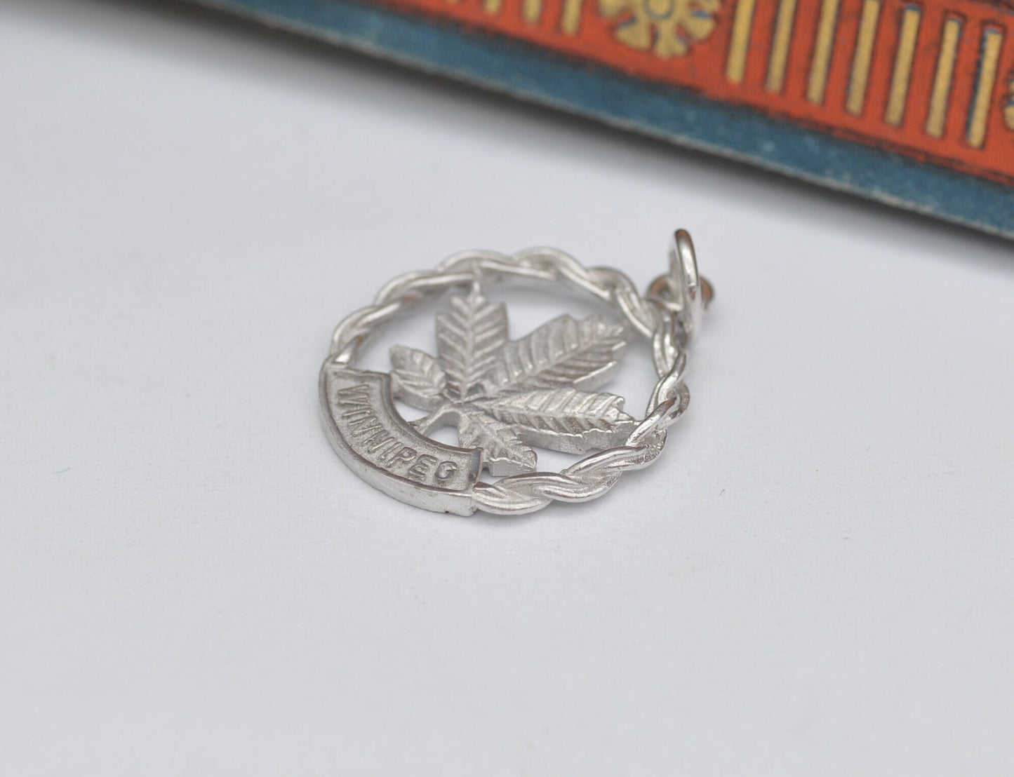 Vintage Sterling Silver Winnipeg Canada Maple Leaf Charm - Travel Souvenir Pendant