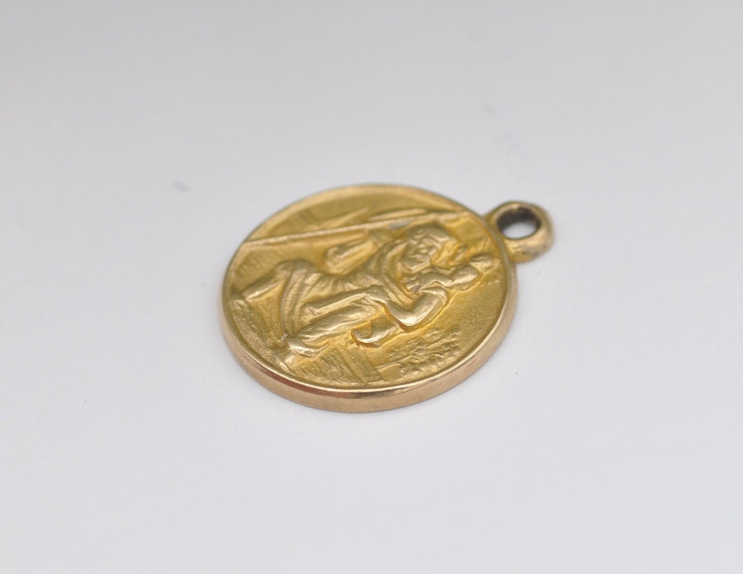 9ct Gold St Christopher Charm / Pendant - 1964 Vintage Solid Gold / Travel / Religious / Saint / Holy / Charm Bracelet / Pendant Necklace
