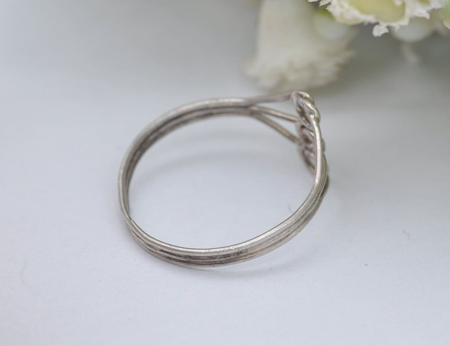 Vintage Sterling Silver Wire Ring - Knotted Silver Wirework / Three Circles / Minimalist Statement / 925 / UK Size - P 1/2 / US Size - 7 3/4